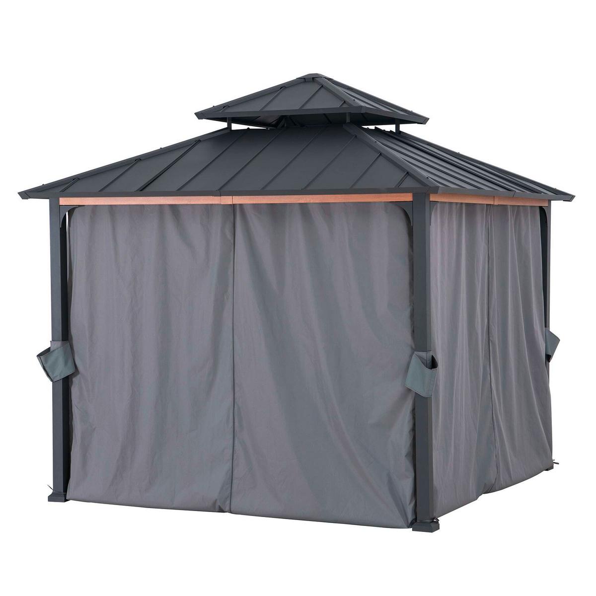 Pavillon-Seitenteil Gazebo Vorhang für 300x300cm, 4 Stk. - Grau, Basics, Kunststoff (265null) - Modante