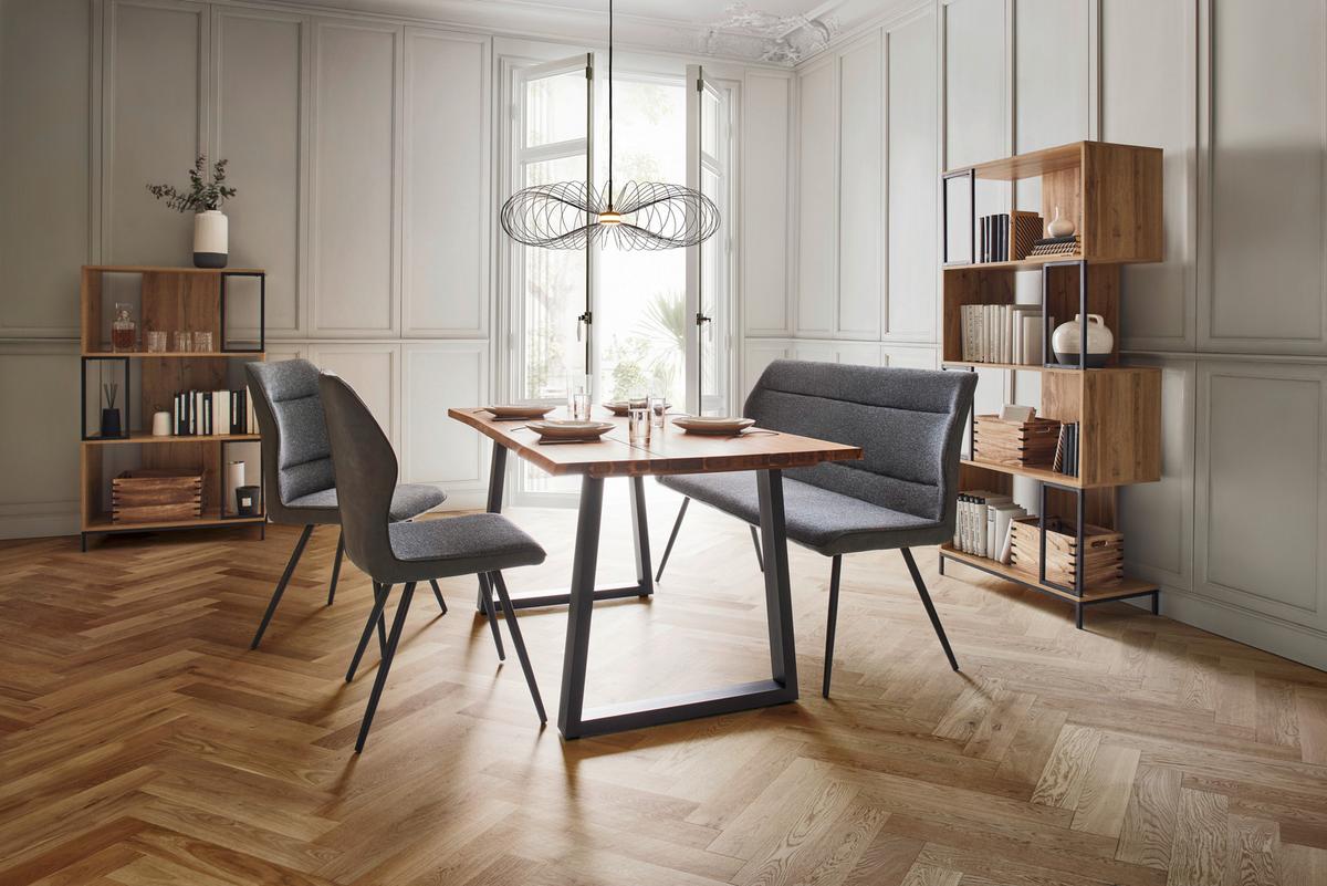 Regal Geny Eichefarben/Schwarz MDF - Eichefarben/Schwarz, MODERN, Metall (80/178/40cm) - Bessagi Home