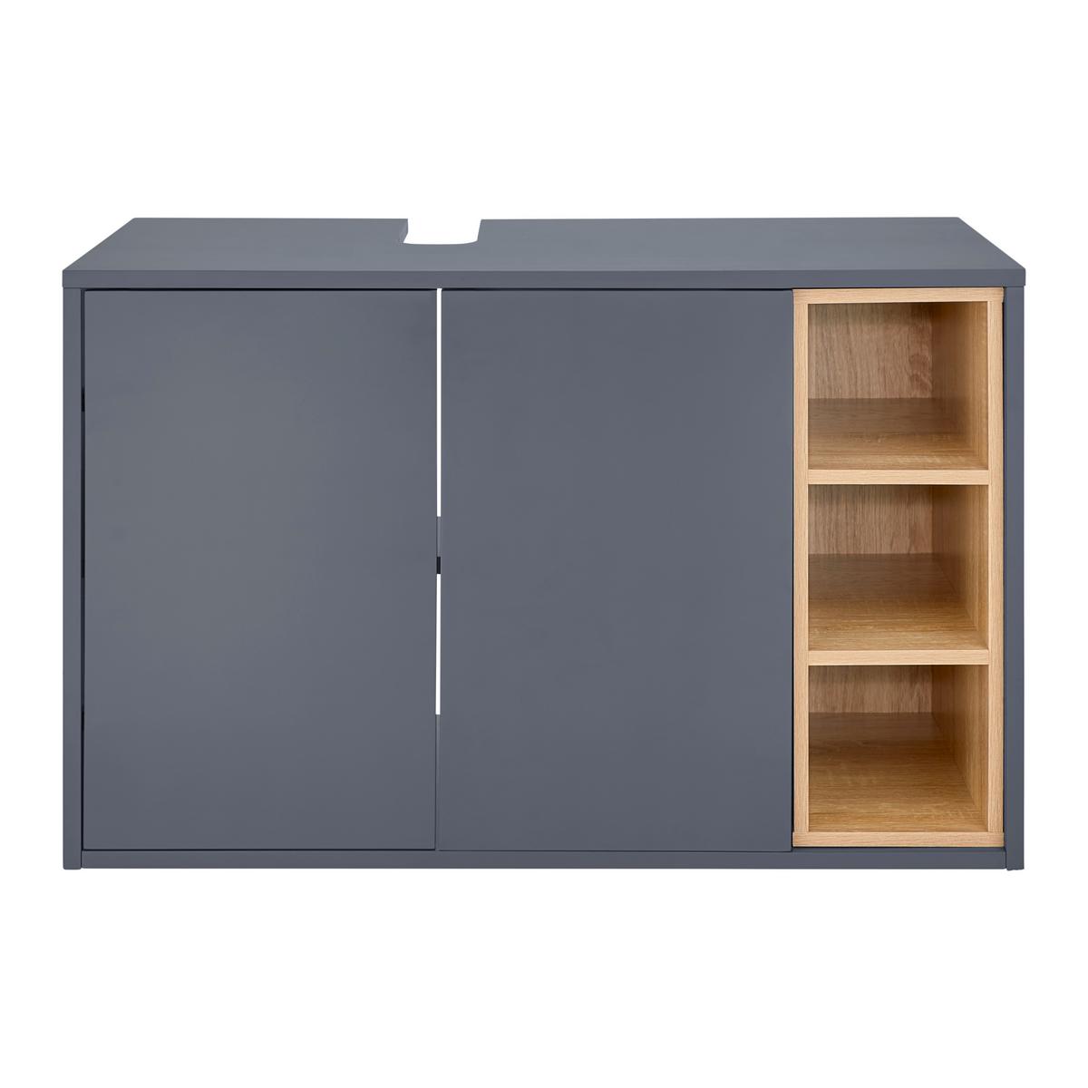 SZAFKA POD UMYWALKĘ LUCIANO - kolor naturalny/szary, Modern, drewno (80/51/47,3cm) - Bessagi Home