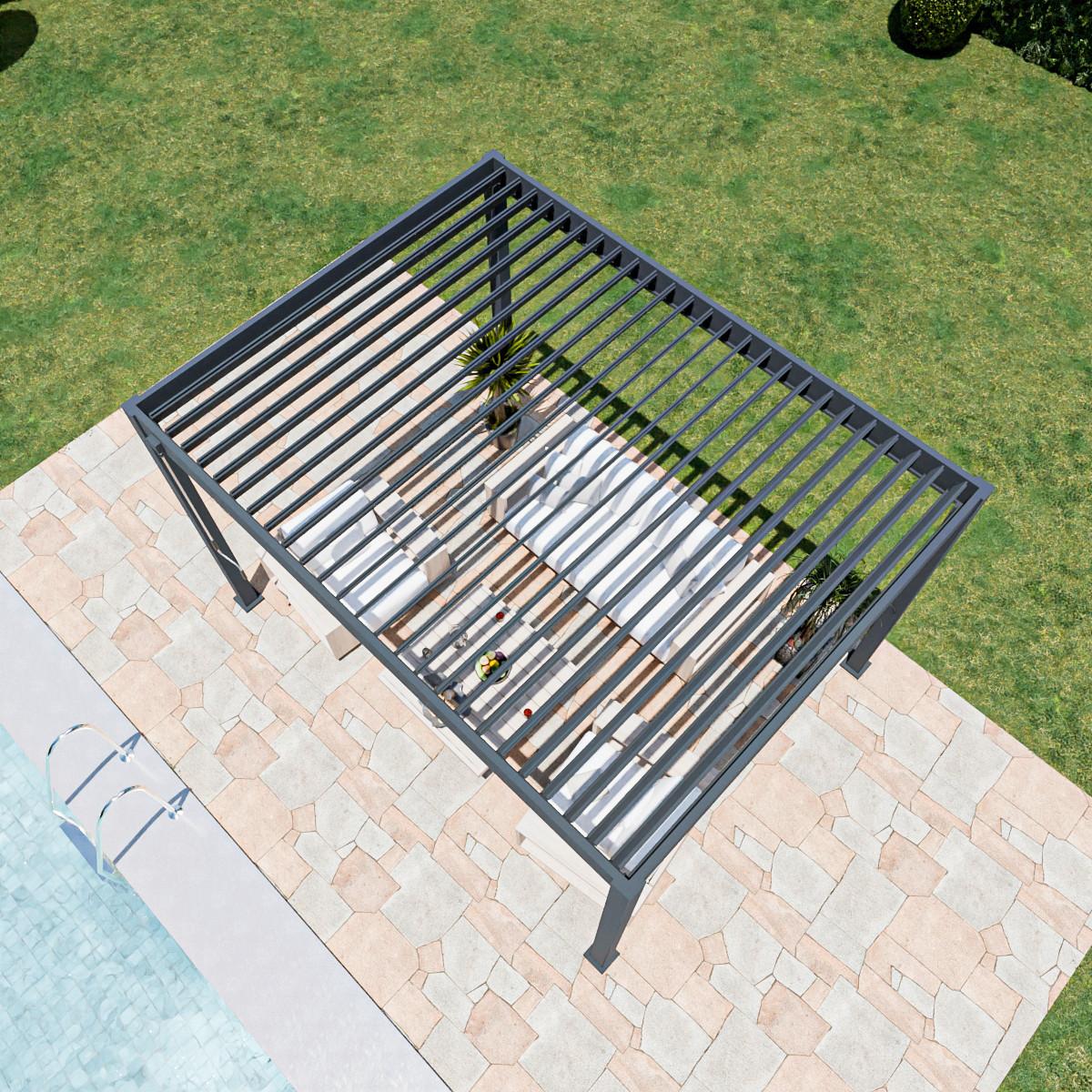 Pergola Superior, Antracit, 3x4m - barve grafita, Basics, kovina (300/255/400cm) - Gardenson