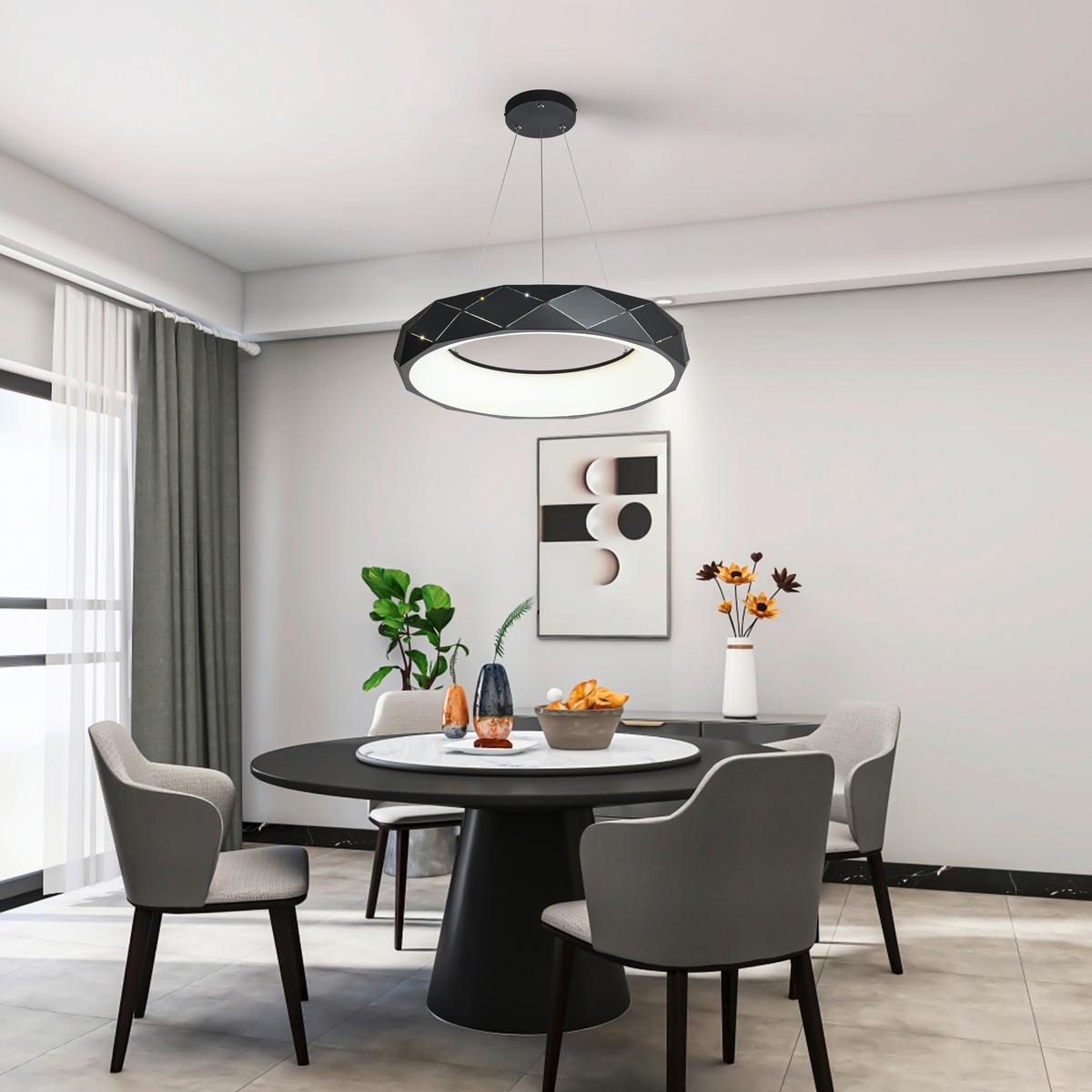 Hängeleuchte Lp-8069/1p Led Bk_reus - Schwarz, Design, Metall (60/100cm)