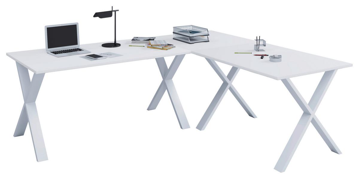 Kotna Pisalna Miza Lona, Bela, 160x130cm - bela, Moderno, kovina/leseni material (160/130/76cm) - MID.YOU
