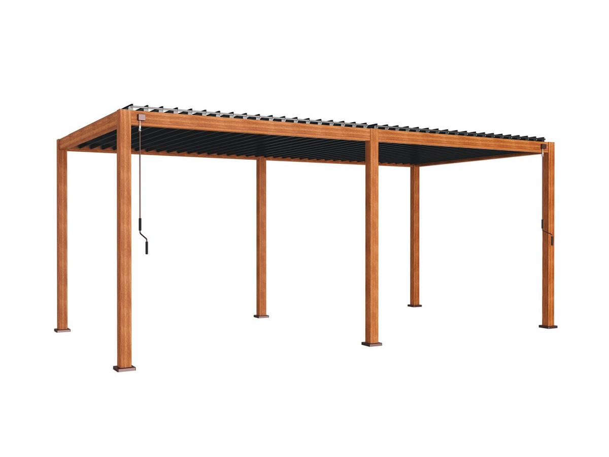 Pergola Deluxe ca. 300x600 cm Alu Holzoptik - Anthrazit, MODERN, Metall (600/250/300cm) - Gardenson