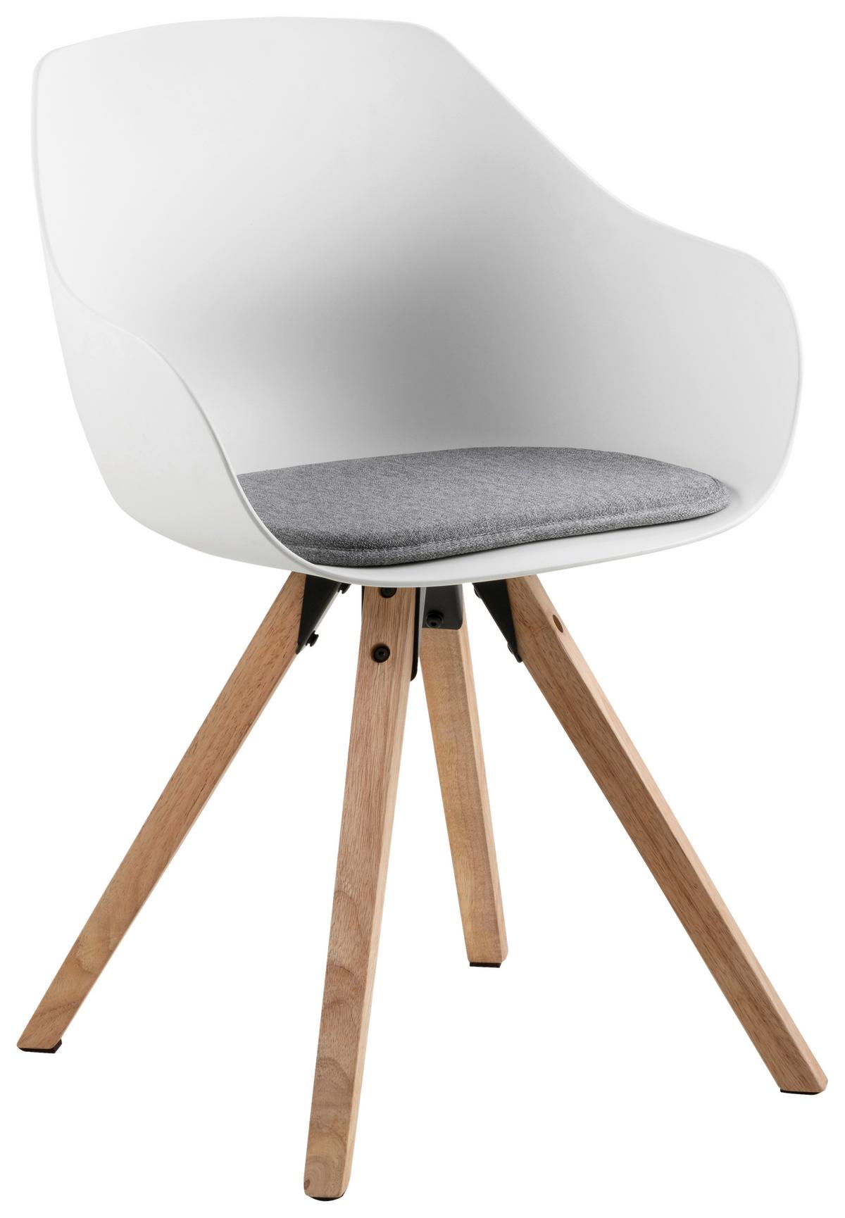 KRZESŁO Z PODŁOKIETNIKAMI TINA - kolor dębowy/jasnoszary, Konventionell, tworzywo sztuczne/tkanina (56,5/80,5/53cm) - Livetastic