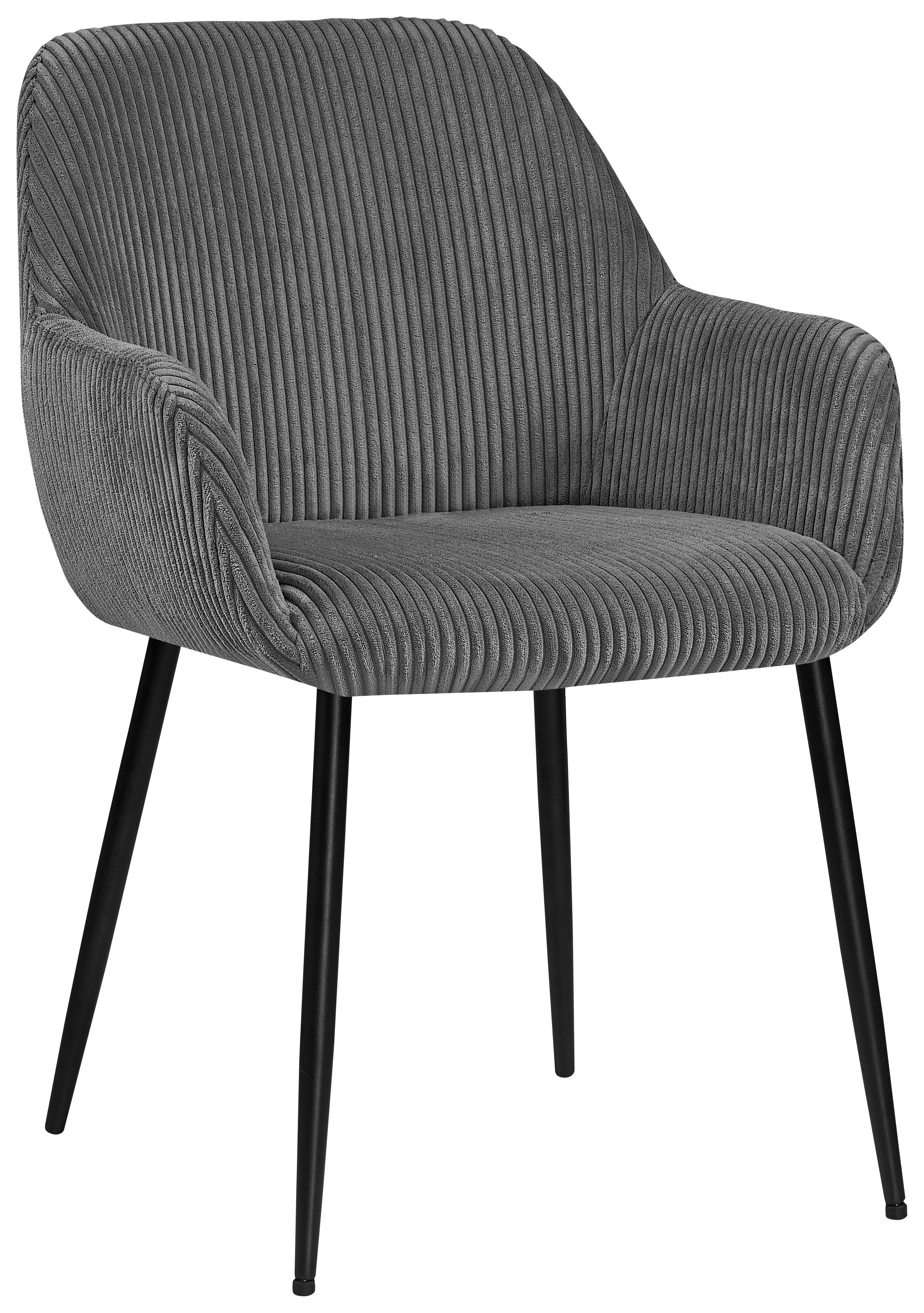 KRZESŁO Z PODŁOKIETNIKAMI JESSY - czarny/ciemnoszary, Design, metal/tkanina (57/85/60cm) - Xora