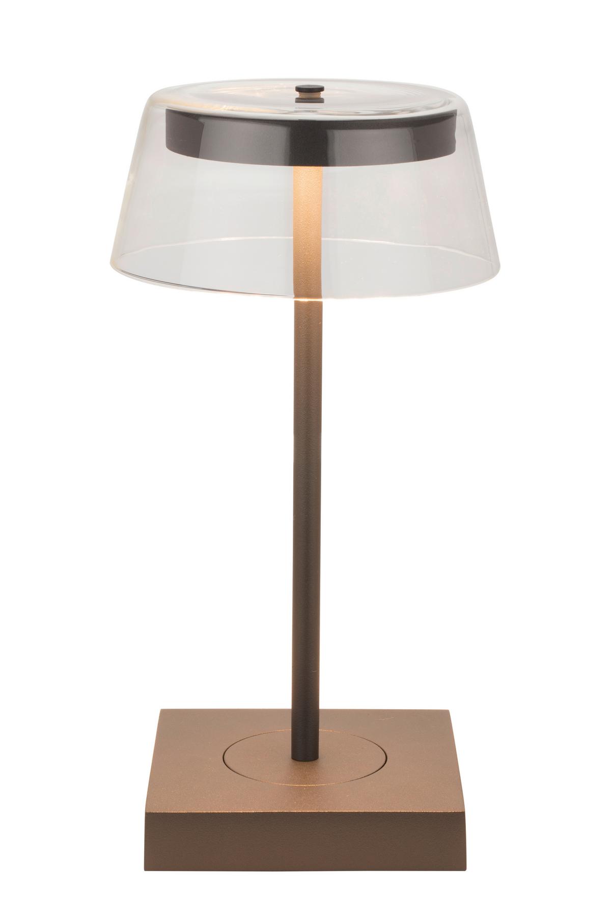LAMPA STOŁOWA Z AKUMULATOREM CLEAR - ciemnoszary, Design, metal/szkło (13,7/27cm) - Dieter Knoll