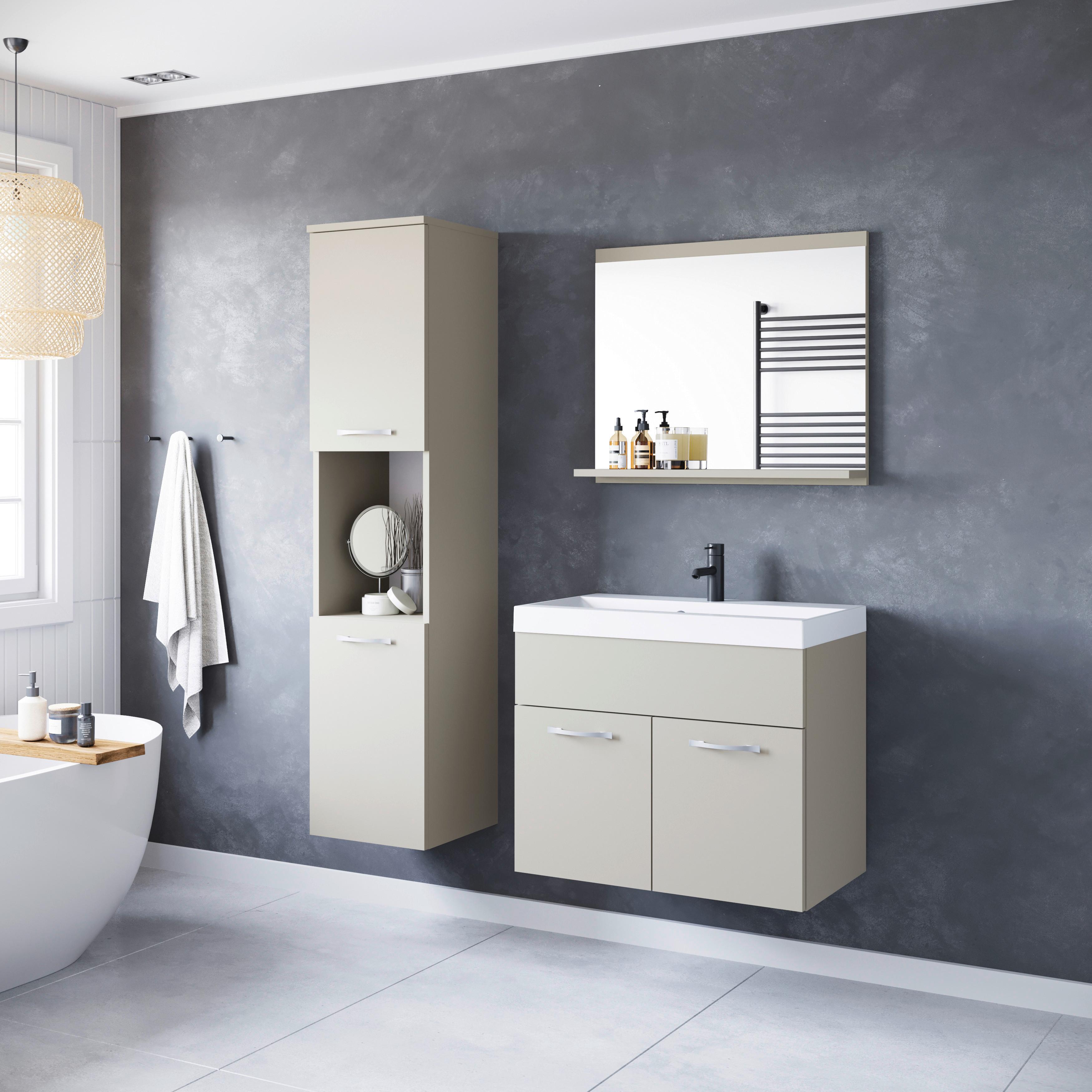 Badmöbel-Set 4-tlg. Montreal ca. 90 cm Beige/Kaschmir - Kaschmir/Beige, LIFESTYLE, Holzwerkstoff/Metall (90,2cm) - P & B
