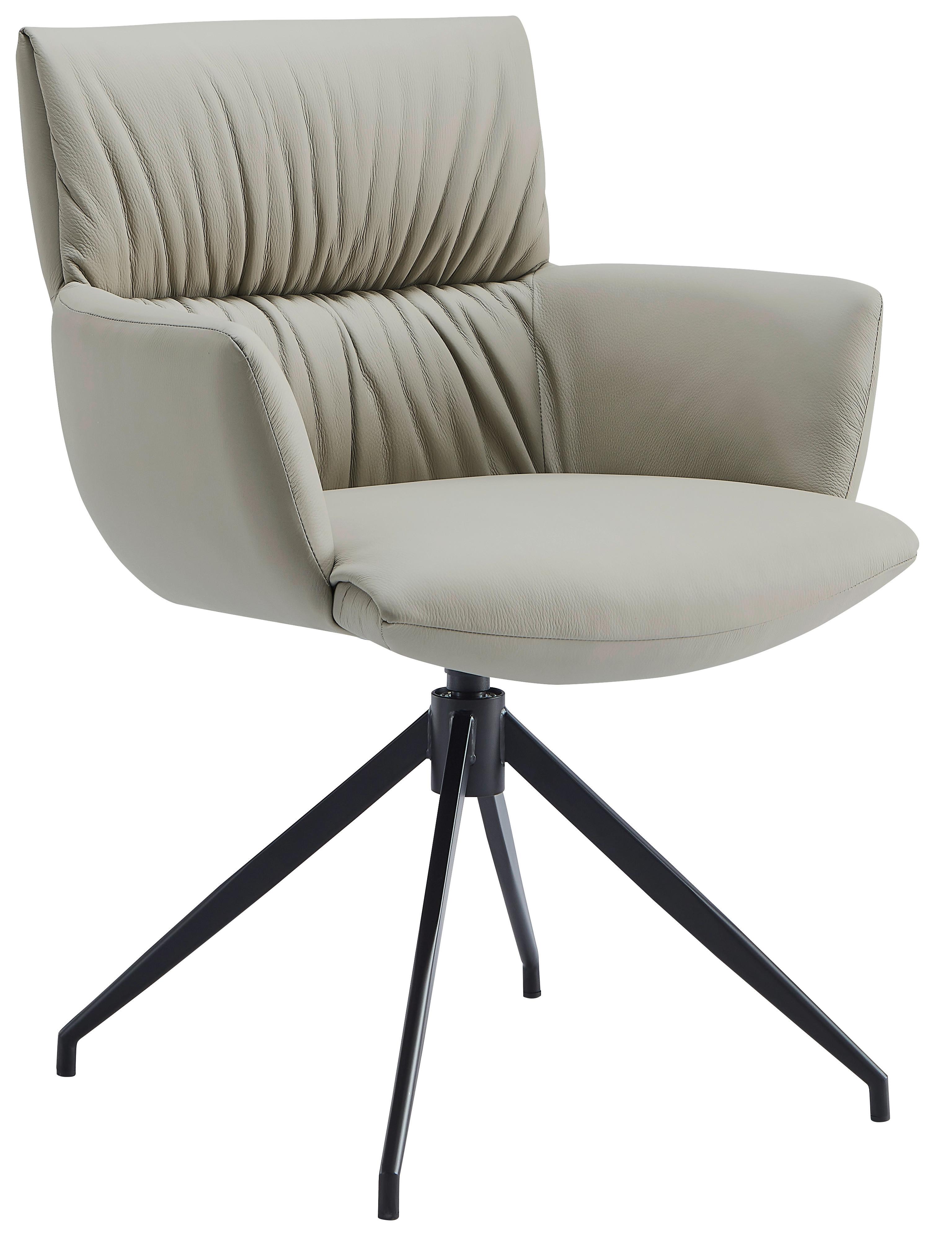 KRZESŁO Z PODŁOKIETNIKAMI PARIS -EXKLUSIV- - czarny/cappuccino, Design, skóra/metal (64/86/63cm) - Dieter Knoll