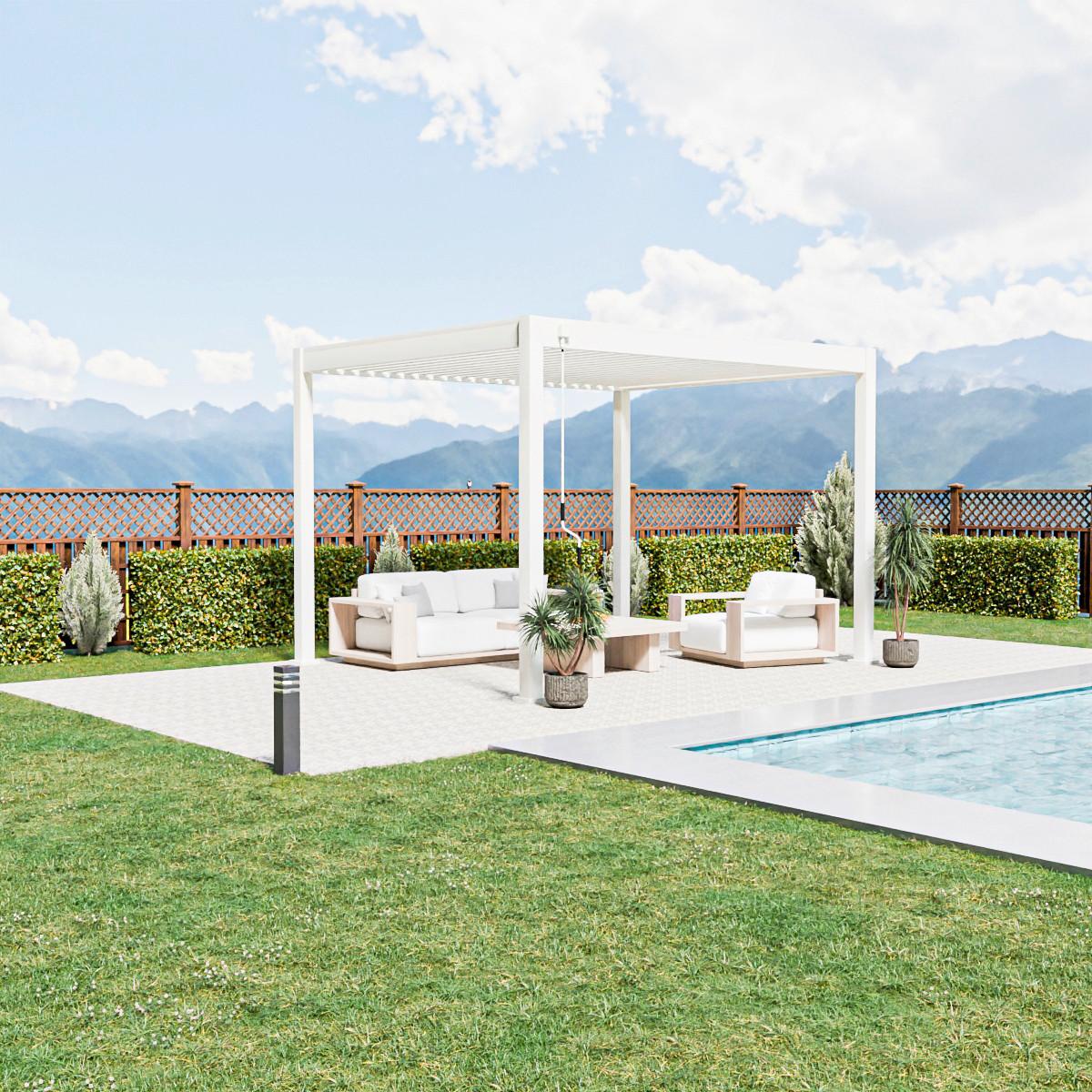 Pergola Trumpf, Bela, 3x3,6m - bela/visoki sijaj, Basics, kovina (300/255/360cm) - Gardenson