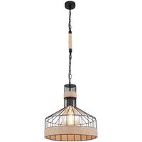 Viseča Svetilka Halia - črna/rjava, Basics, kovina/naravni materiali (35/135cm)
