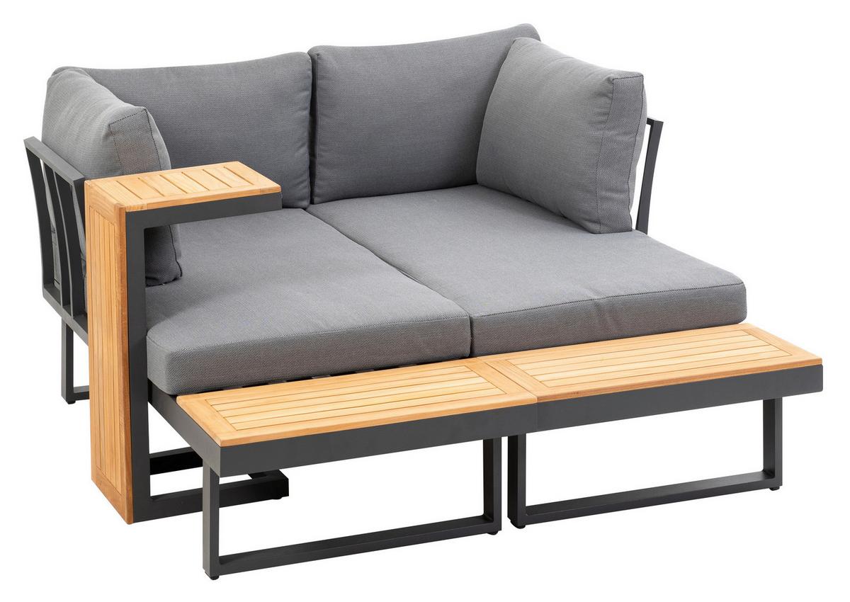 Loungegarnitur 3-tlg. Samara Holz/Metall/Textil mit Kissen - Anthrazit/Grau, Basics, Holz/Textil (253/70/175cm) - Gardenson