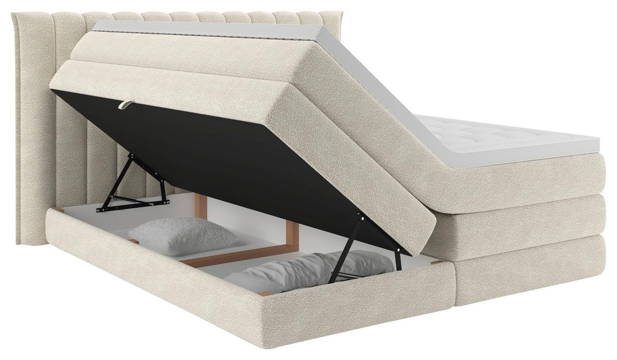 Boxspringbett Lina Beige ca. 160x200cm - Beige, KONVENTIONELL, Holz/Holzwerkstoff (160/200cm) - Premium Living