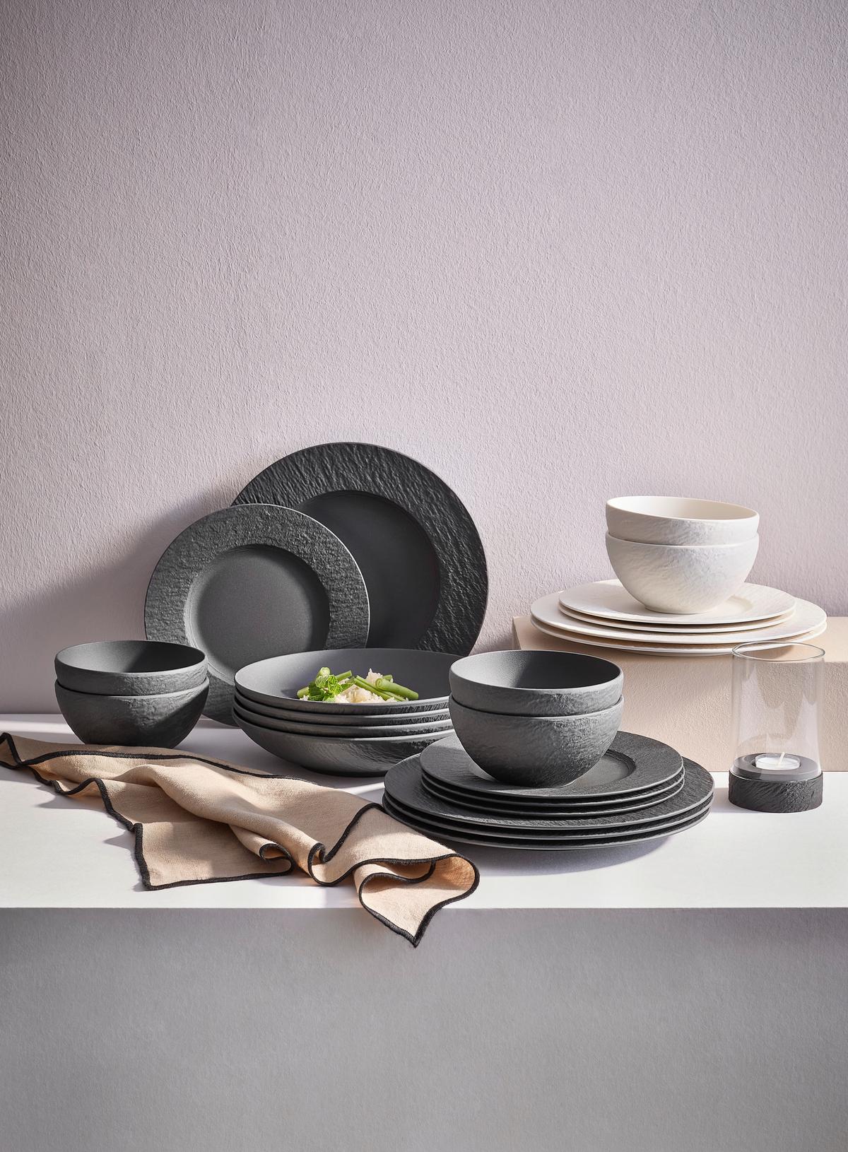 SERWIS OBIADOWO-ŚNIADANIOWY MANUFACTURE ROCK VILLEROY&BOCH - czarny, Design, ceramika - Villeroy & Boch