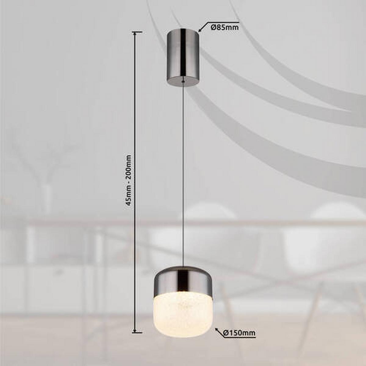 LED-HÄNGELEUCHTE 15721 - Klar/Graphitfarben, Design, Glas/Metall (15/200cm) - Globo