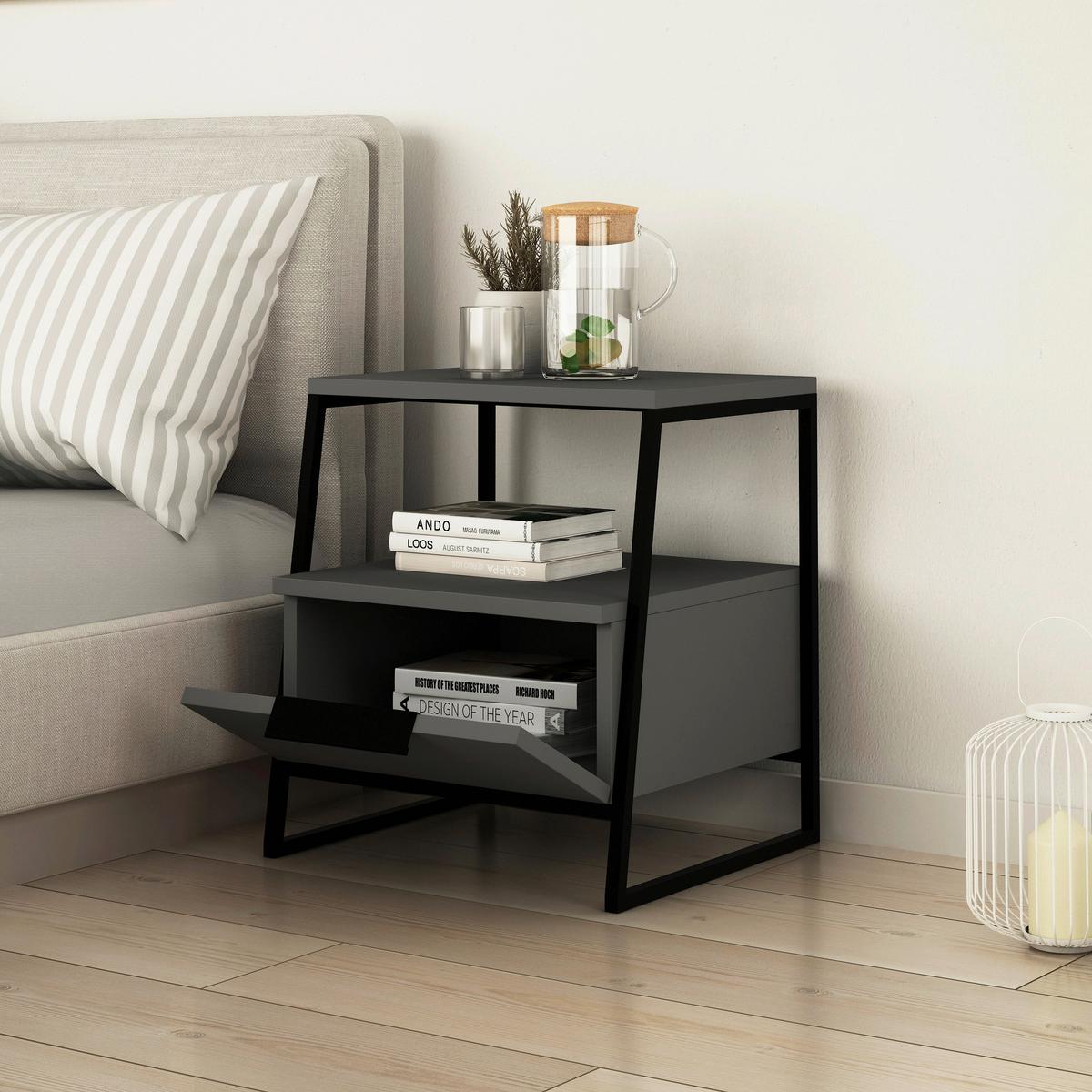Mizica Pal - antracit, Design, leseni material (45/40/50cm) - Livetastic