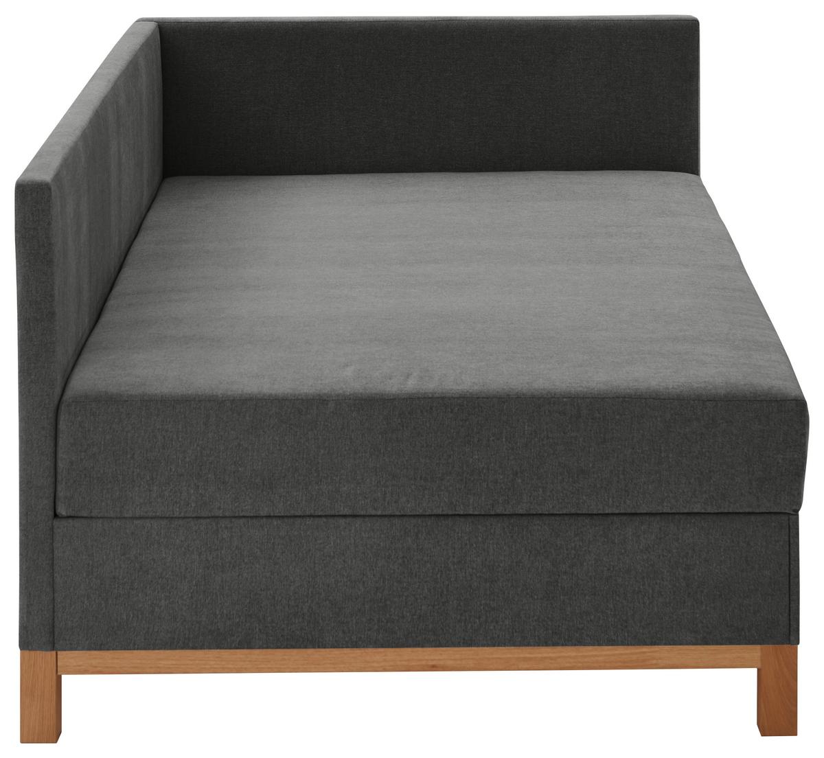 ŁÓŻKO SKRZYNIOWE SANTOS - kolor dębowy/antracytowy, Design, tkanina/drewno (90/200cm) - Boxxx