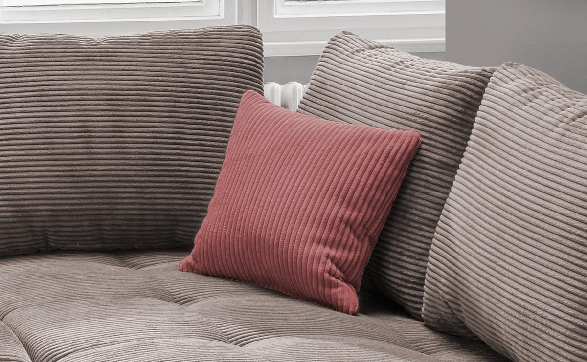Wohnlandschaft Alvito Braun Cord - Taupe/Koralle, Design, Holz/Textil (298/202cm) - MID.YOU