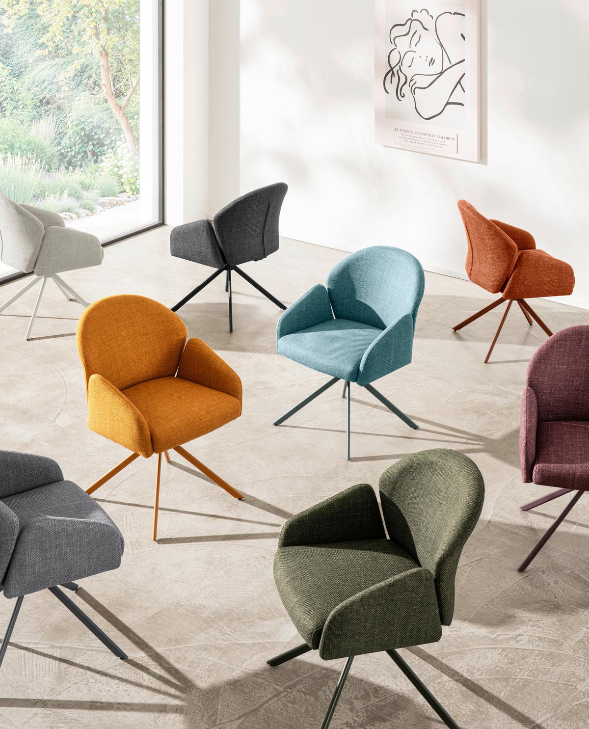 ARMLEHNSTUHL-SET HOLLY S 2ER-SET - Rotbraun, MODERN, Textil/Metall (56,5/84/61cm) - MID.YOU