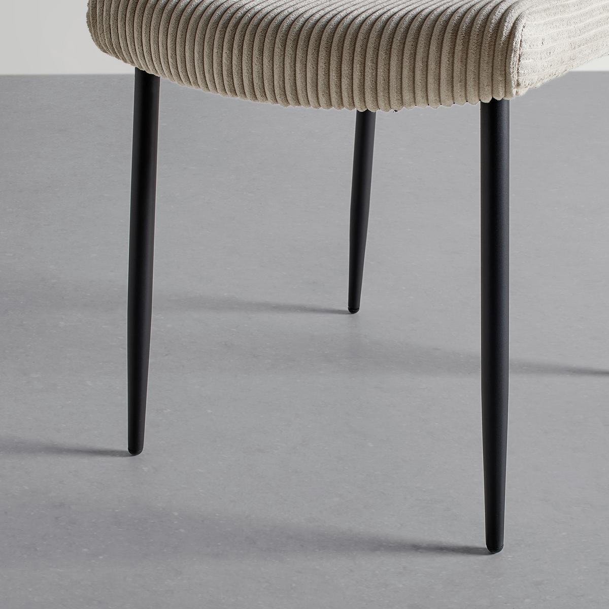 Stol Elia, Bež, Rebrasti Žamet - črna/bež, Moderno, kovina/tekstil (56/85/47cm) - Bessagi Home