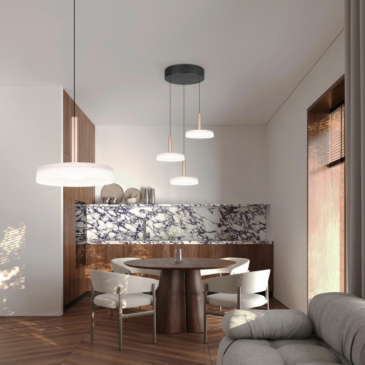 LAMPA ZWIESZANA LED 354930365 CELESTE - biały/brązowy, Design, metal/szkło (35/200cm) - Trio Leuchten