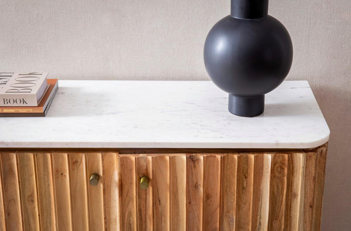 Barska Omara Akazie, Pravi Les, Videz Marmorja - zlate barve/črna, Design, kamen/kovina (95/90/41cm) - MID.YOU