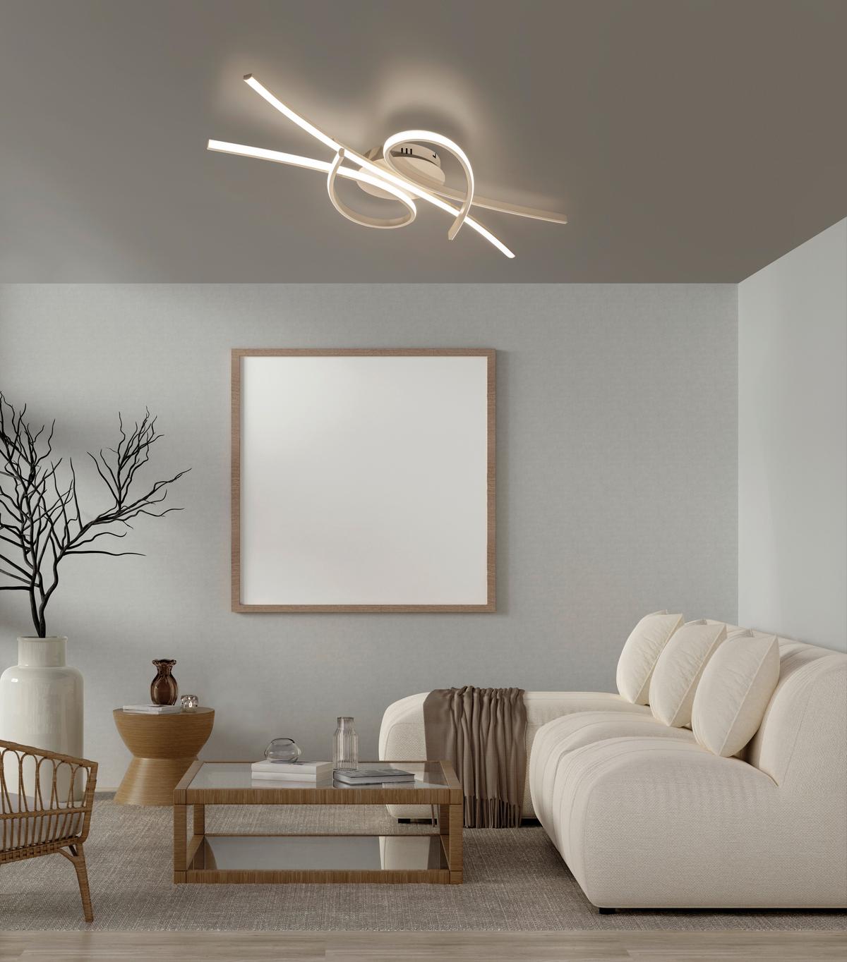 LAMPA SUFITOWA LED 21565 BIBA - kolor piaskowy, Design, metal (44/100cm) - Fischer & Honsel