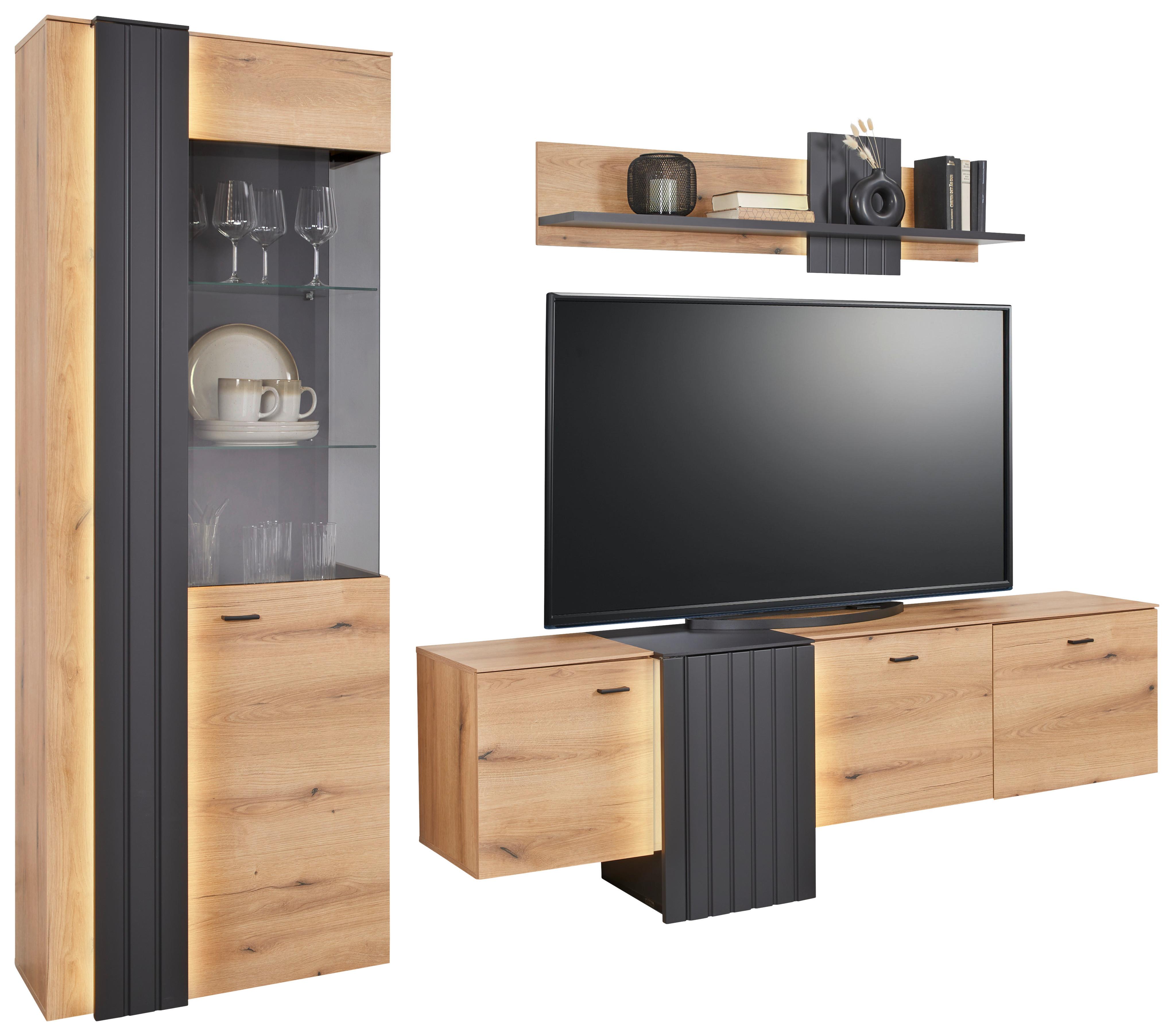 MEDIABÄNK VERDANA -TOP- - Modern, metall/trämaterial (208/66/45cm) - Mömax