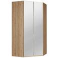 Eckkleiderschrank Weiß/Eichefarben - Eichefarben/Alufarben, ROMANTIK / LANDHAUS, Holzwerkstoff/Metall (120/236/120cm) - Premium Living Eckkleiderschrank Weiß/Eichefarben - Eichefarben/Alufarben, ROMANTIK / LANDHAUS, Holzwerkstoff/Metall (120/236/120cm) - Premium Living