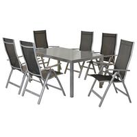 Vrtni Set Carrara, 7-Delni - srebrne barve/črna, Moderno, kovina/tekstil - Gardenson