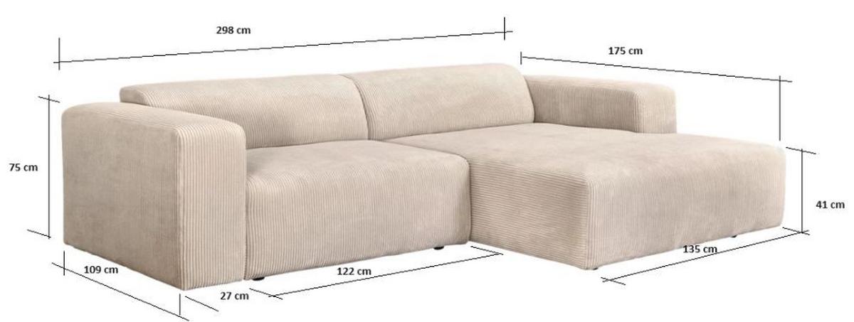 NAROŻNIK BASMA - kremowy/czarny, Design, tworzywo sztuczne/tkanina (298/175cm) - P & B