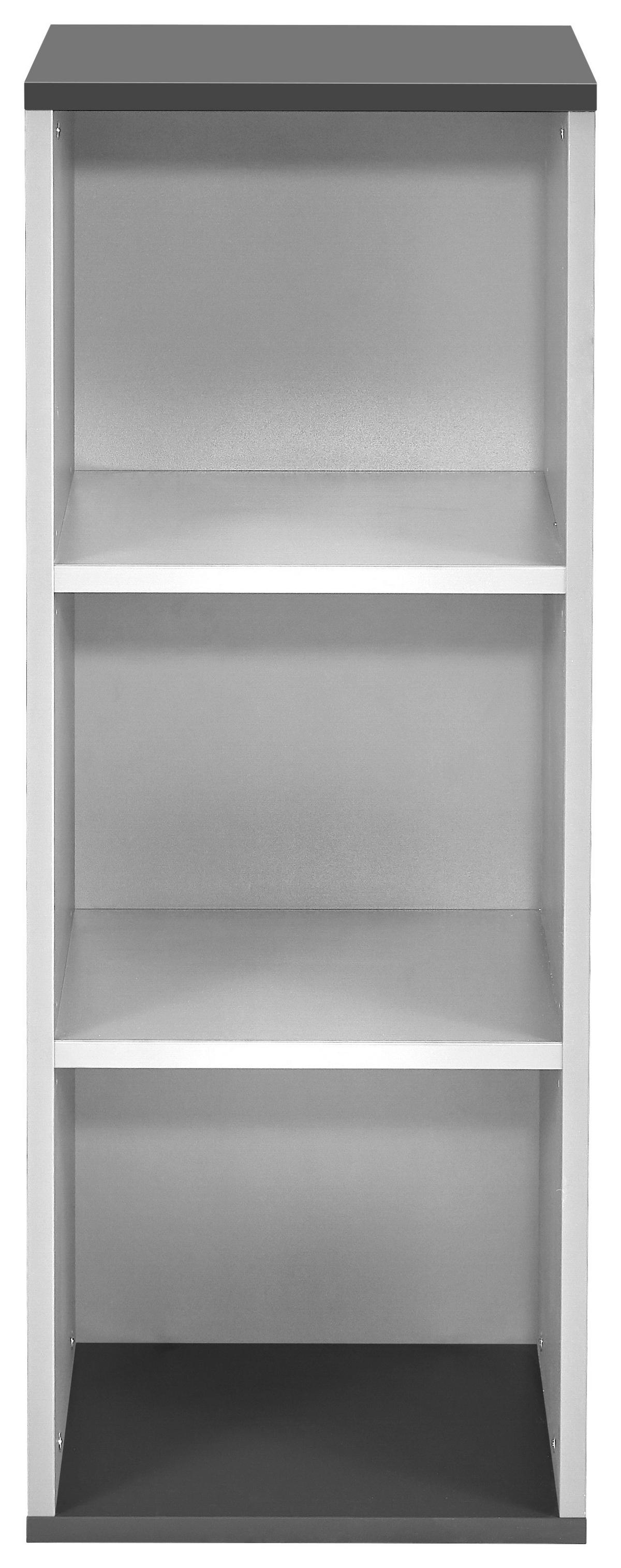 REGAŁ NA DOKUMENTY RENTON - jasnoszary/czarny, Modern, materiał drewnopochodny/tworzywo sztuczne (45/120/40cm) - Novel