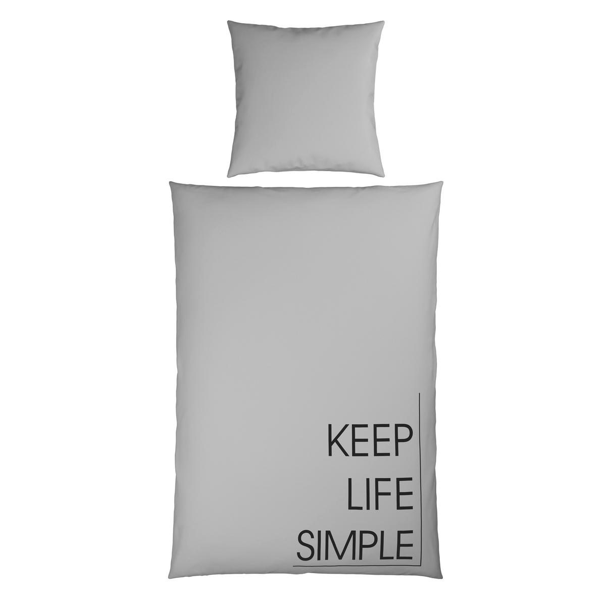 Bettwäsche Keep Life Grau ca. 135x200cm - Grau, Textil (135/200cm) - Mömax