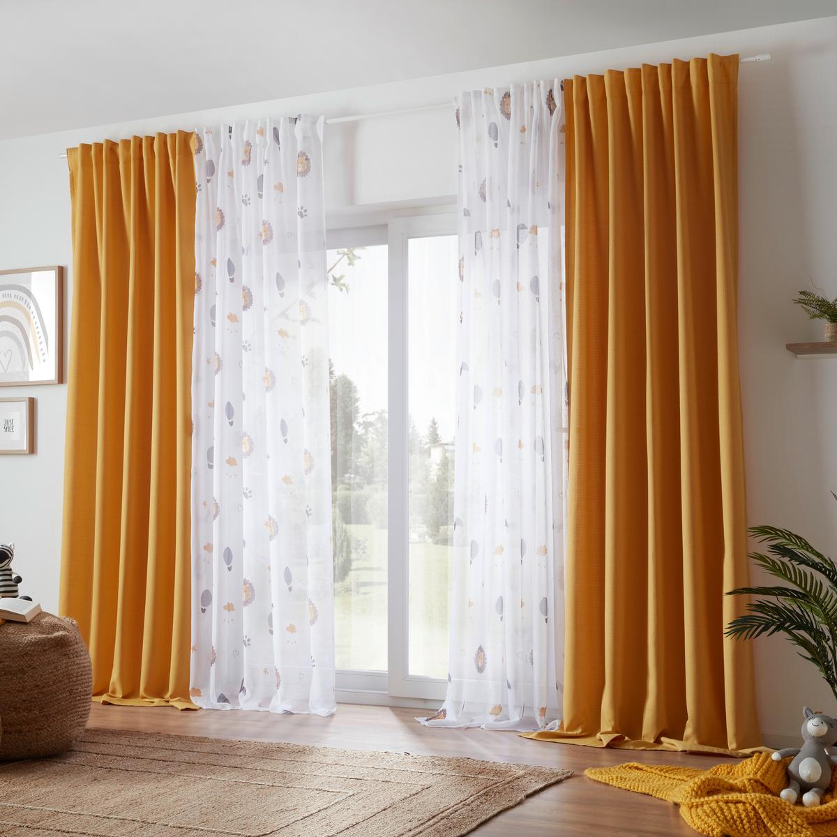 Készfüggöny Leo 135/255 - sárga, textil (135/255cm) - Premium Living