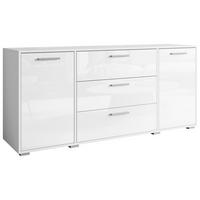 SIDEBOARD BOGOTA 150CM WEISS - gris/blanc haute brillance, Basics, matière synthétique/matériau de bois (150/68/40cm) - P & B