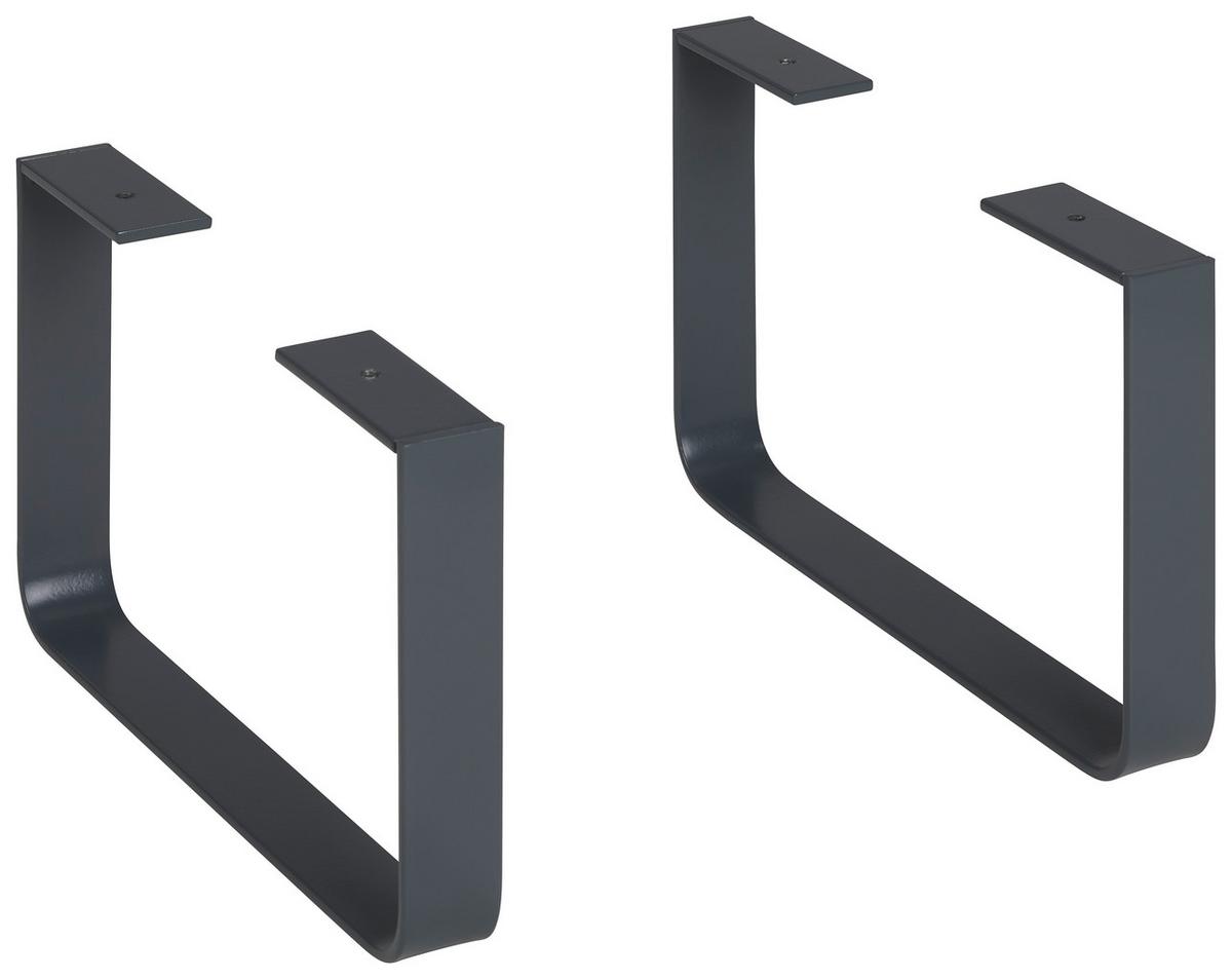 Fußset in Dunkelgrau - Modern, Metall (27/16/3cm) - Premium Living