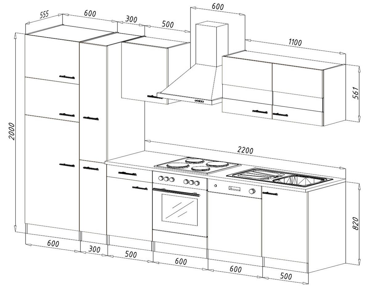 Küchenzeile Economy o. Geräte Grau/Eiche B: ca. 310 cm - Edelstahlfarben/Eichefarben, Basics, Holzwerkstoff/Metall (310cm) - Respekta