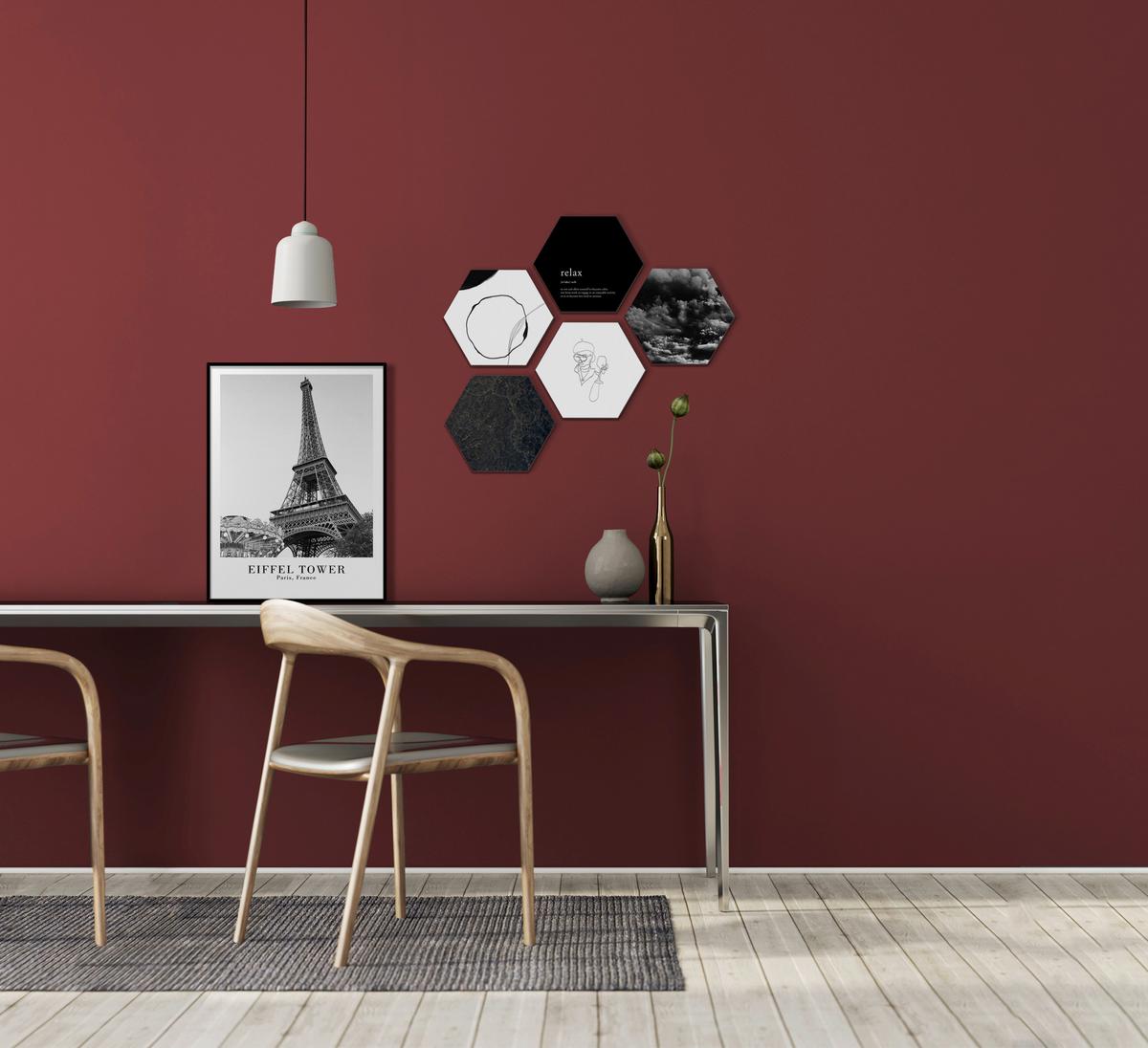 Képszett Hexagon - fekete/fehér, műanyag (30cm) - Modern Living