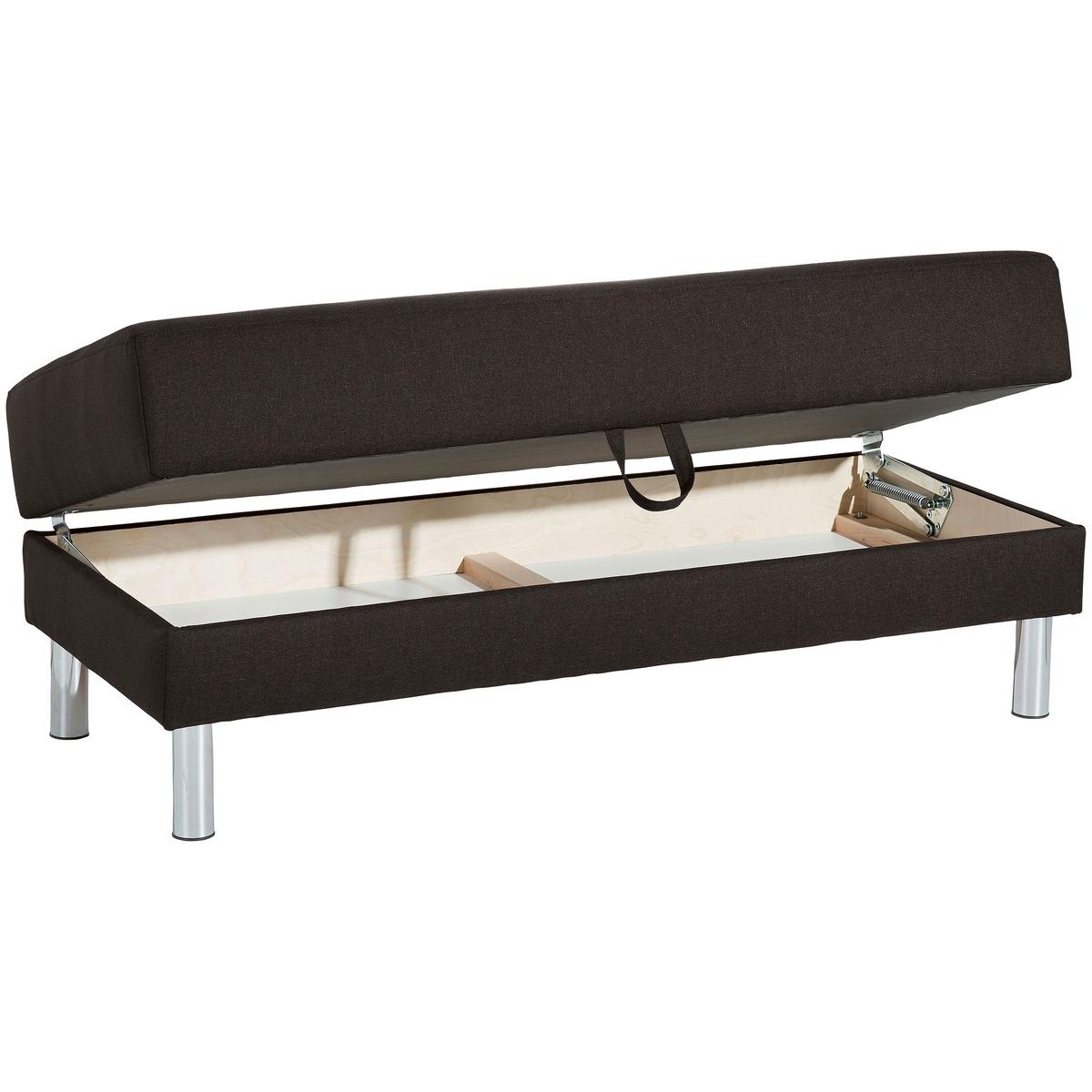 ECKSCHLAFSOFA JUST FASHION - Chromfarben/Dunkelbraun, KONVENTIONELL, Textil/Metall (152/230cm) - Max Winzer