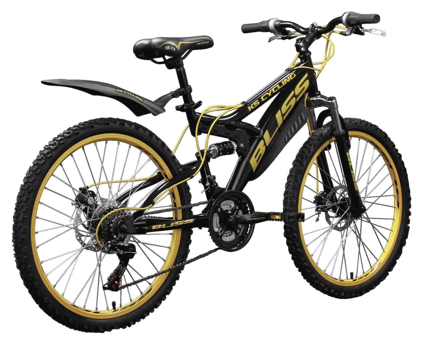 KINDERFAHRRAD MTB Fully 24" Bliss RH 38cm - Gelb/Schwarz, Basics, Metall (180/70/80cm) - Atrigo