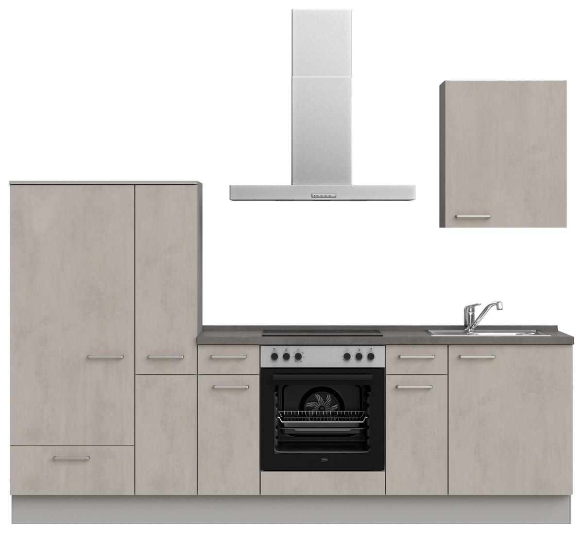 Küchenblock Riva Low m. Geräten Grau - Schieferfarben/Edelstahlfarben, MODERN, Holzwerkstoff/Metall (270cm) - Nobilia