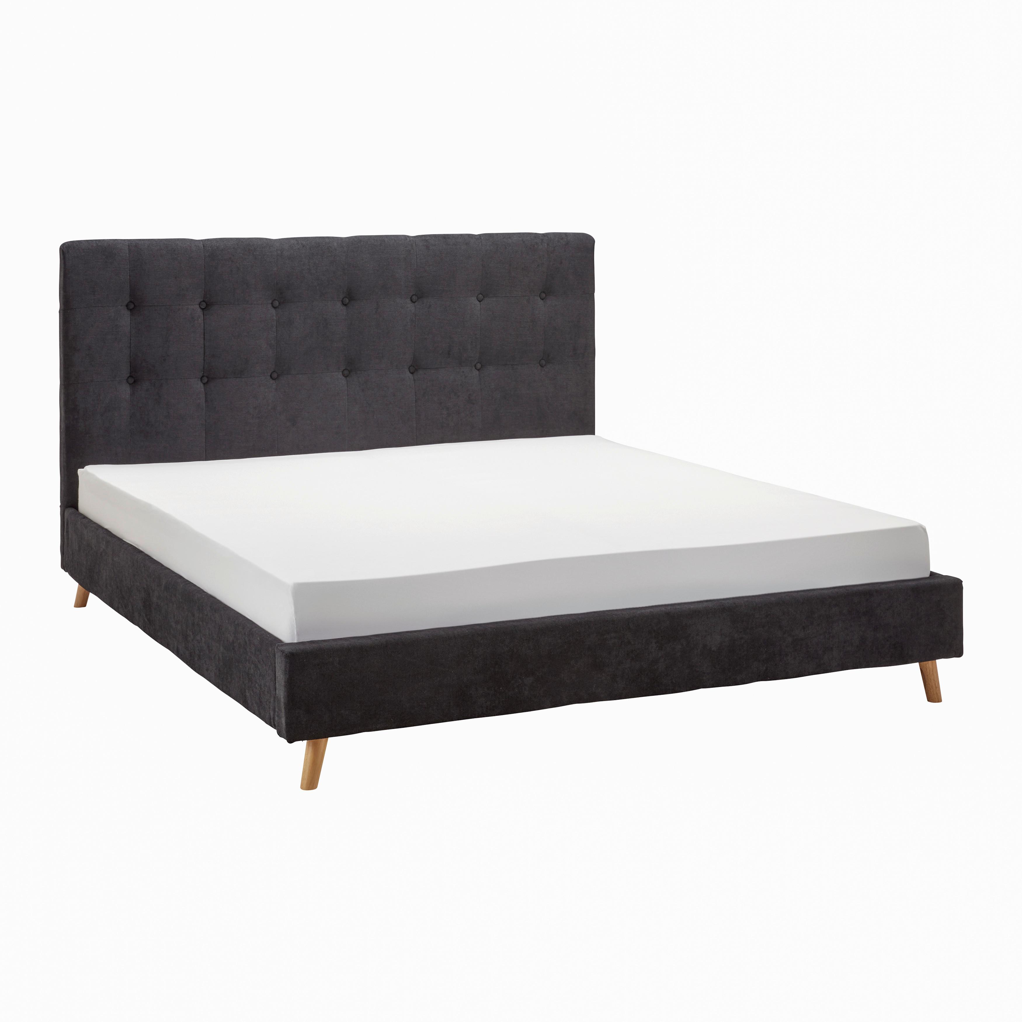 Polsterbett Ronja ca. 180x200 cm Schwarz - Schwarz/Naturfarben, MODERN, Holz/Textil (180/200cm) - Bessagi Home