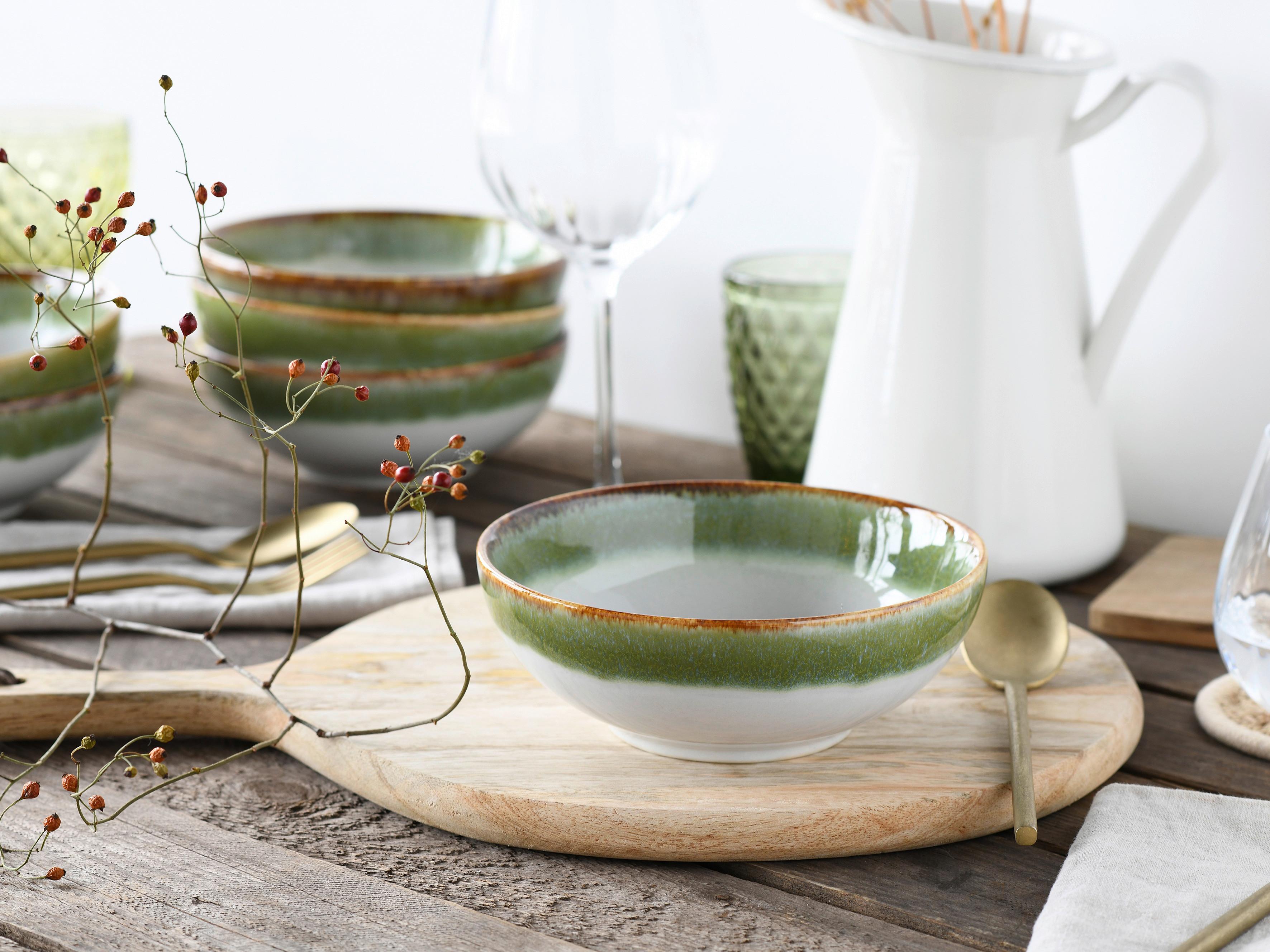 Set Posod Cascade Green, 6-Delni - zelena/bela, Design, keramika (16,5cm) - Creatable