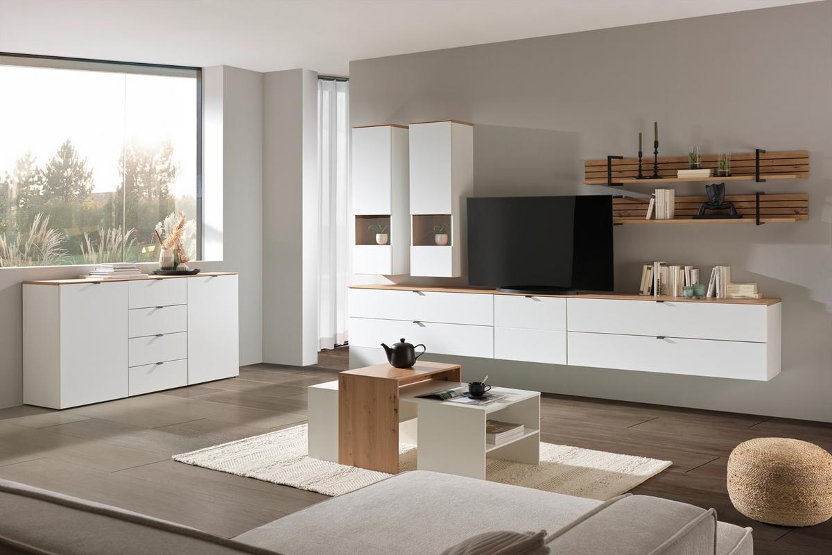 SZAFKA RTV DIANA   -HOM IN- - czarny/biały, Modern, materiał drewnopochodny/metal (140/62/44cm) - Hom`in