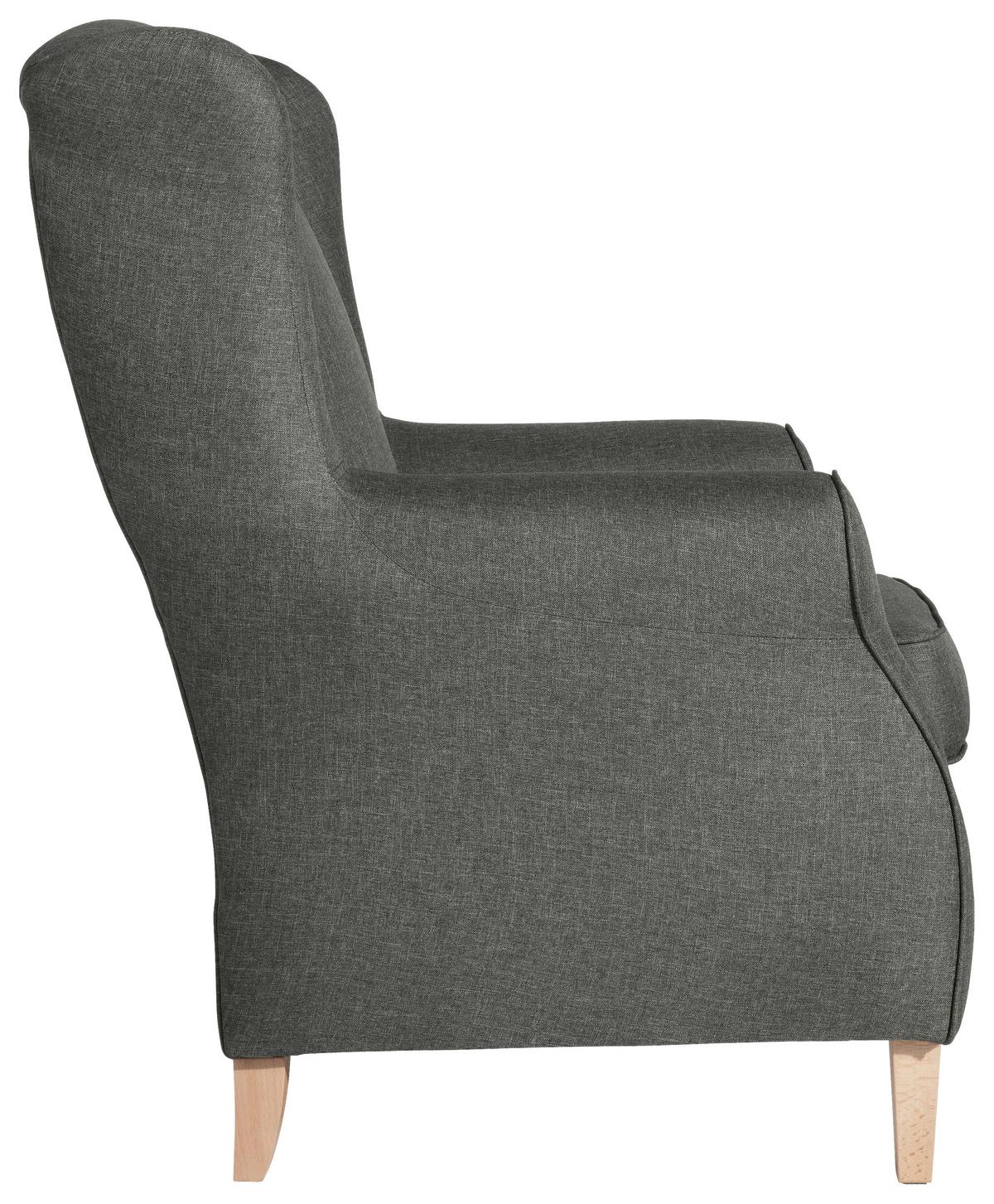 Ohrensessel "Lorris" , anthrazit - Anthrazit/Buchefarben, Modern, Textil (77/103/86cm) - Max Winzer