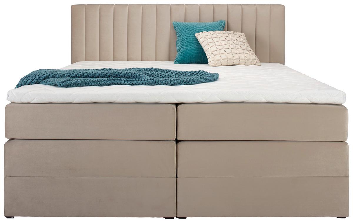 Boxspringbett Simon In Beige Ca. 160x200cm - Beige/Schwarz, Konventionell, Holz/Kunststoff (160/200cm) - Premium Living