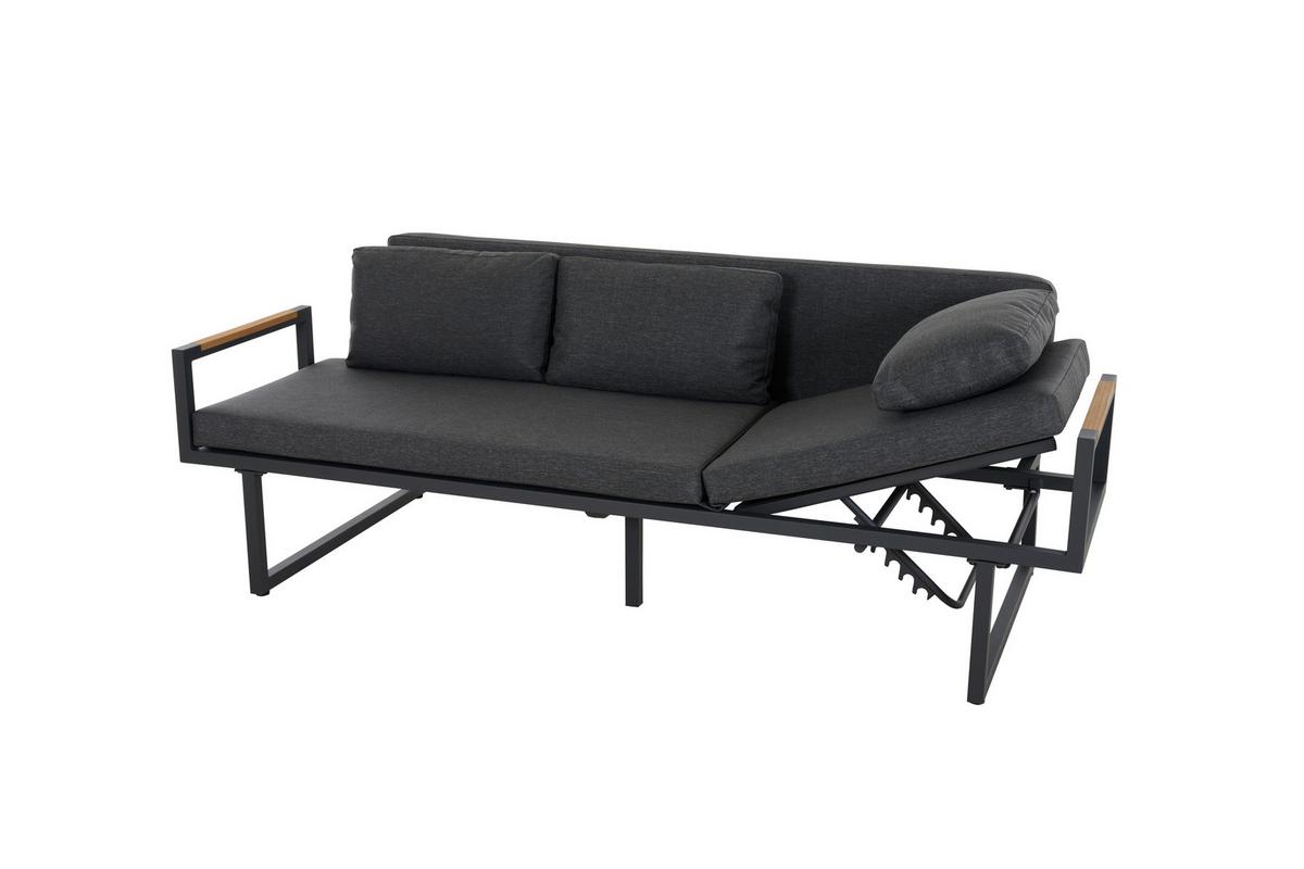 3er-Loungesofa Calera Anthrazit/Echtholz - Anthrazit, Basics, Holz/Textil (219/81/91cm) - Siena Garden