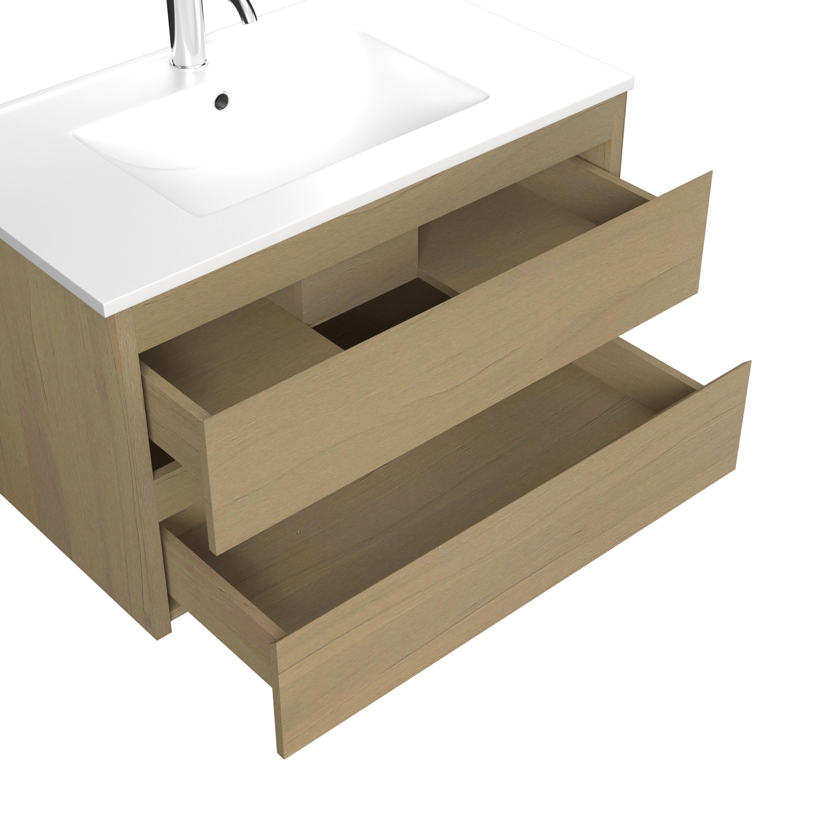 BADRUM LEONA - Eiche dunkel, Modern, trämaterial/glas - Bessagi Home