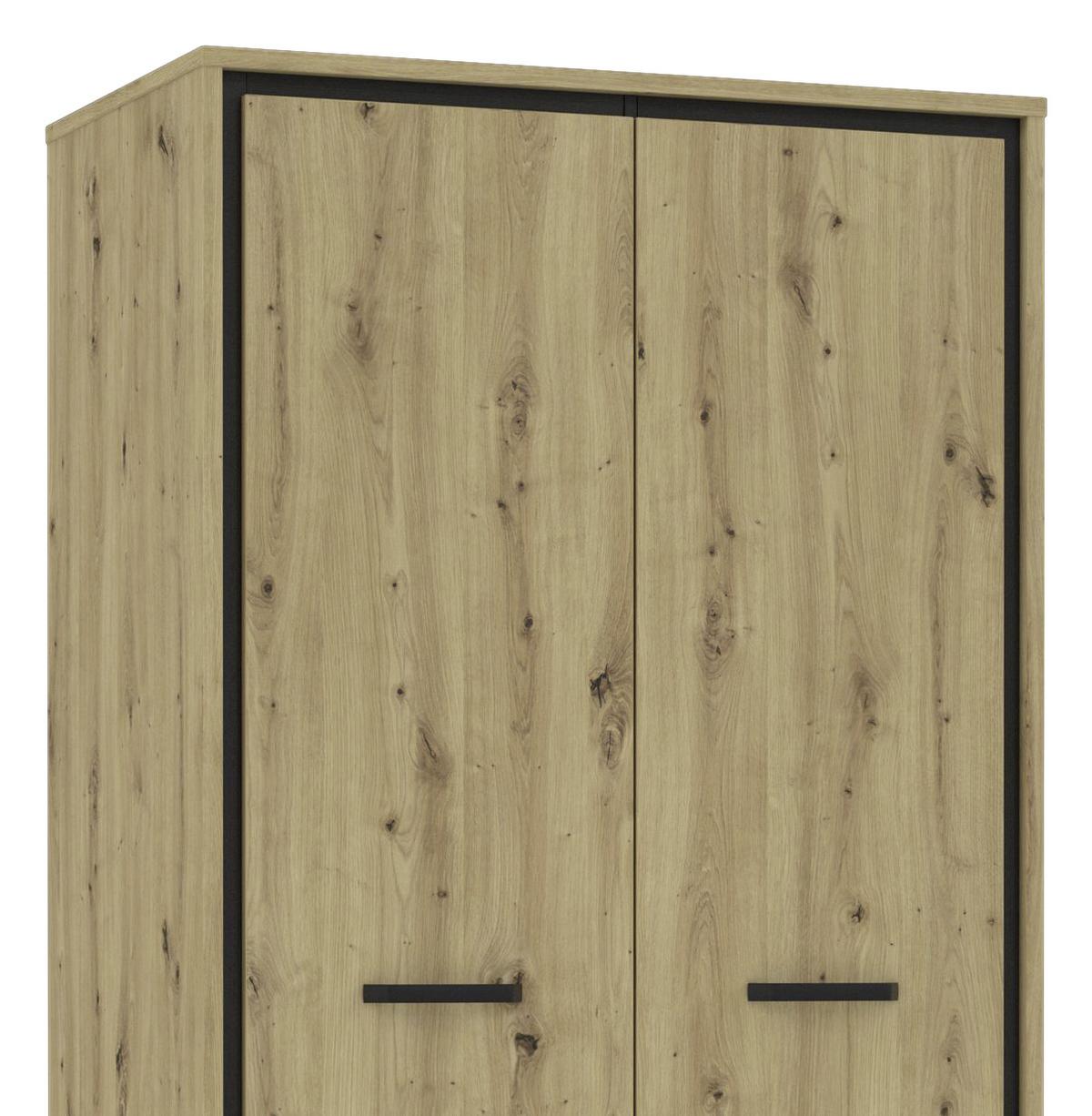 Kleiderschrank "Trondheim" , Schwarz, Eiche - Eichefarben/Schwarz, Basics, Holzwerkstoff/Kunststoff (99,1/209/60,3cm)