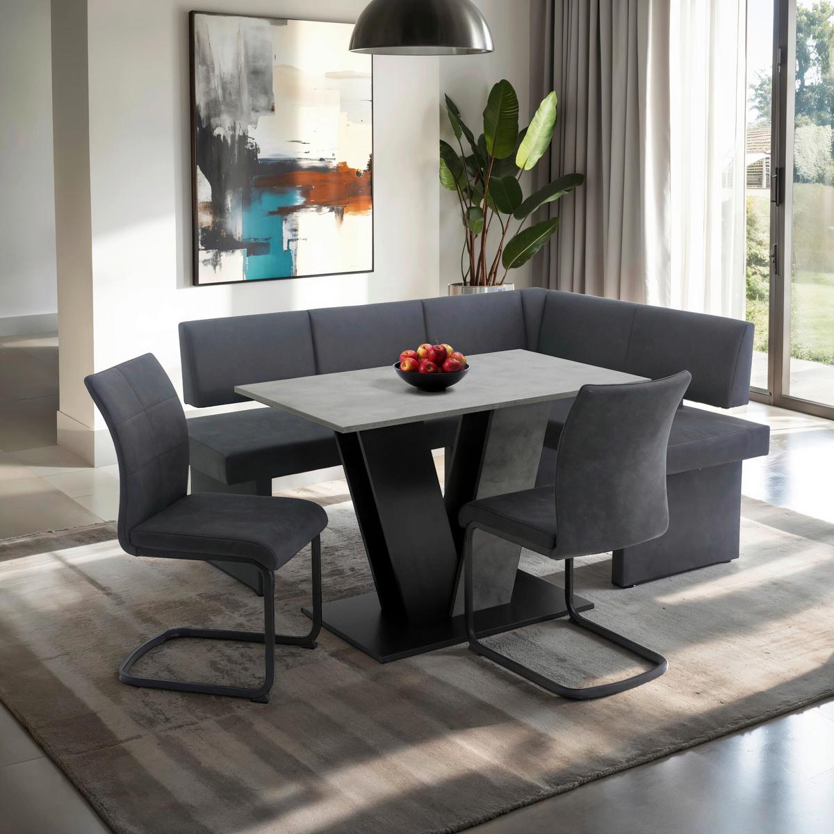 ESSTISCH JUDITH T - Dunkelgrau/Schwarz, MODERN, Holzwerkstoff (110/76/68cm) - P & B
