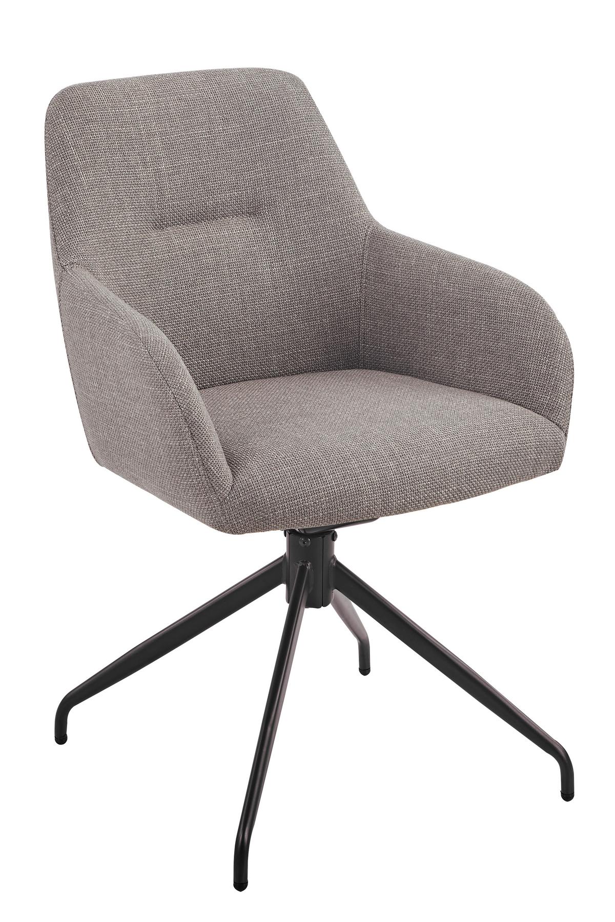 ARMLEHNSTUHL-SET TRIEST S 2ER-SET - Schlammfarben/Schwarz, MODERN, Textil/Metall (56/83/60cm) - MID.YOU